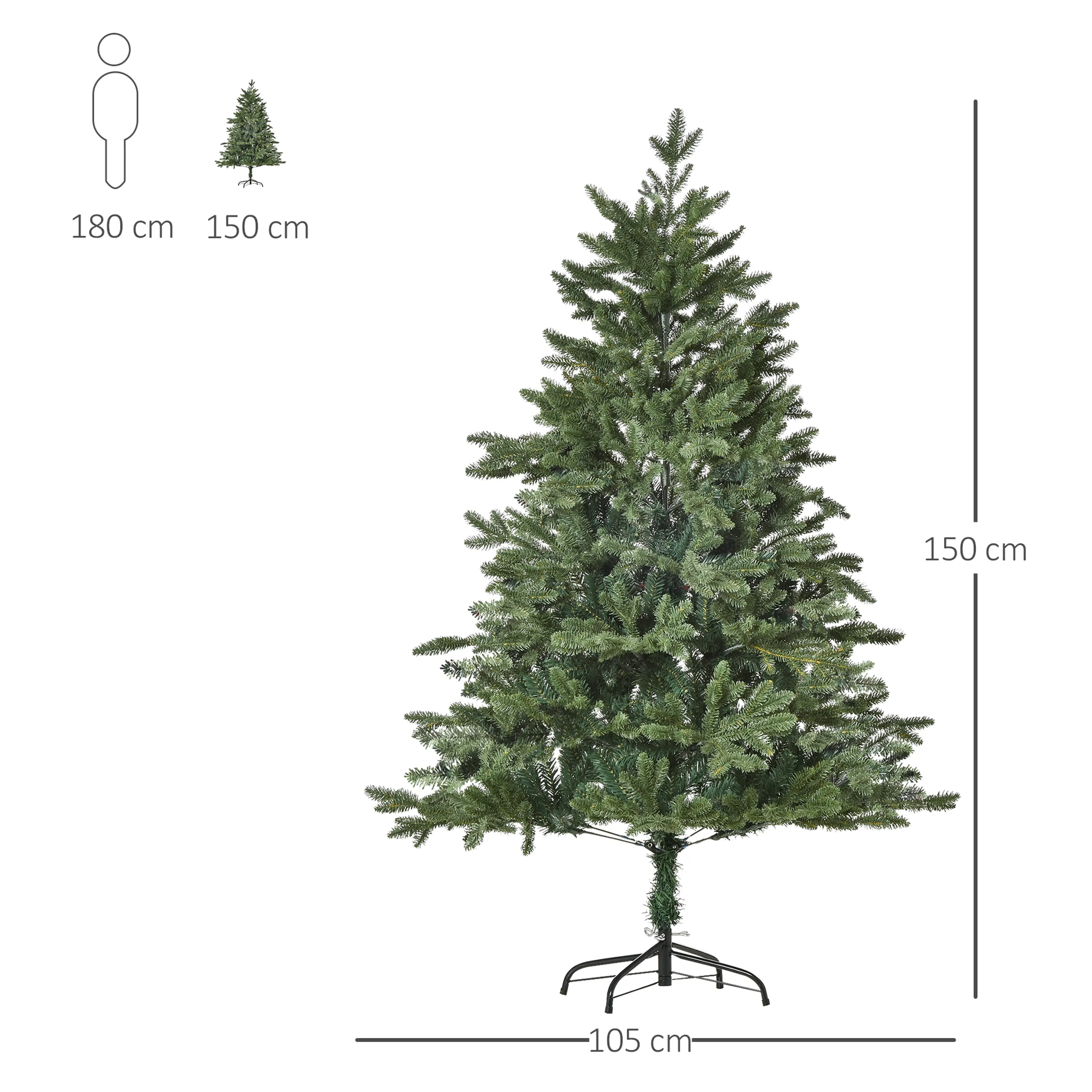 Måttskiss: 150 cm hög och 105 cm i diameter