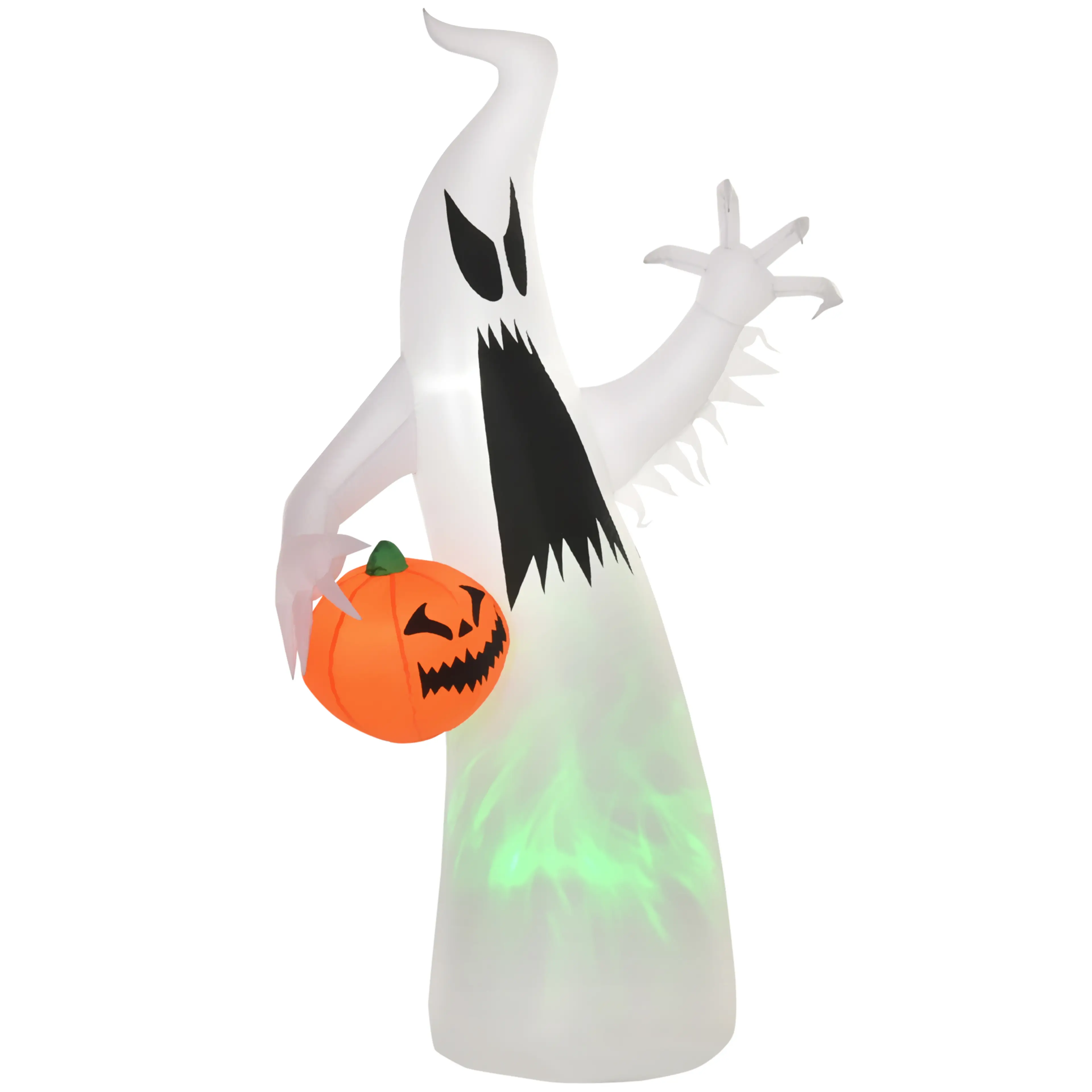 Uppblåsbart halloweenspöke 180 cm med grönt sken