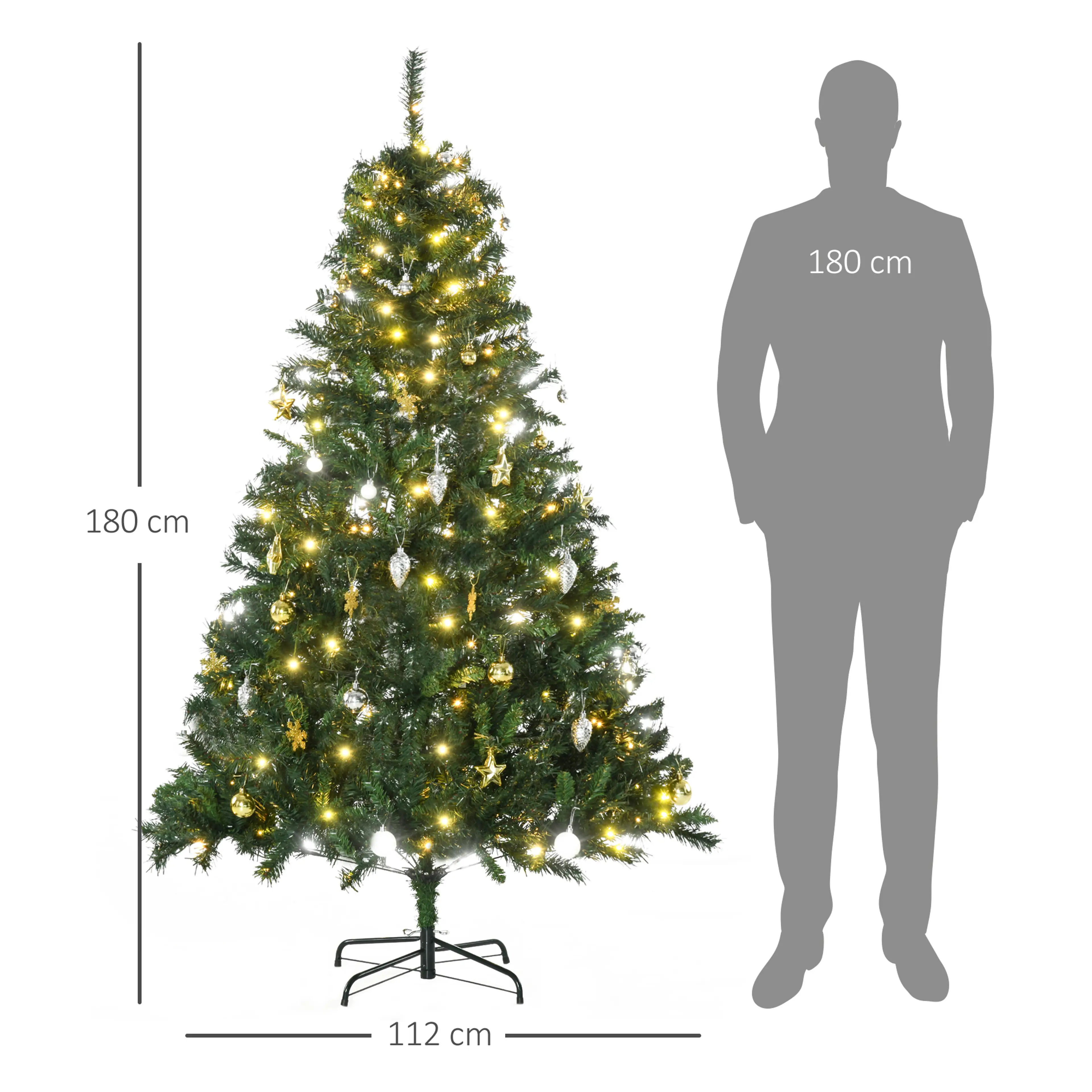 Måttskiss: 180 cm hög och 112 cm bred