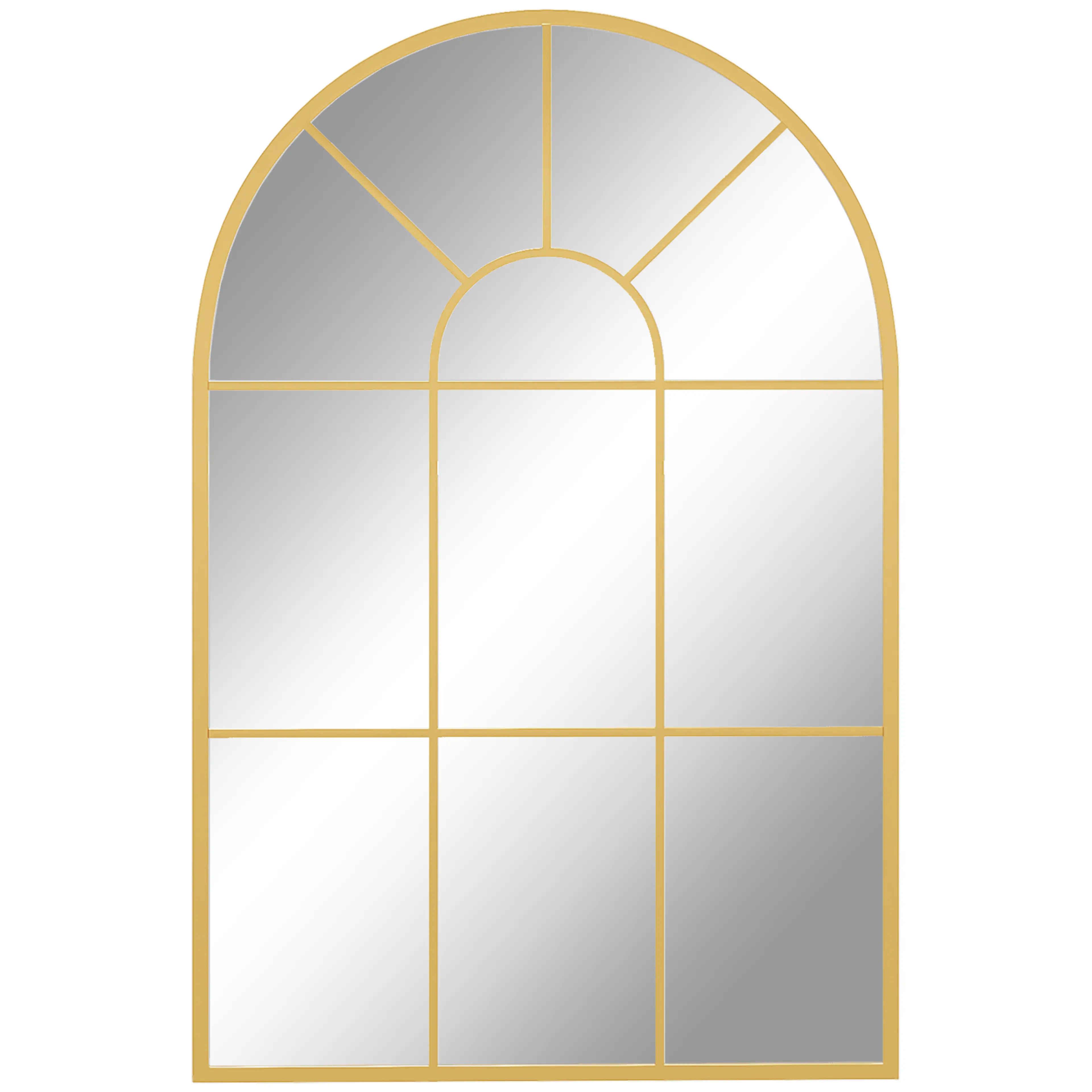 Fönsterspegel i Guld 60x91 cm – Dekorativ Väggspegel med Valvform