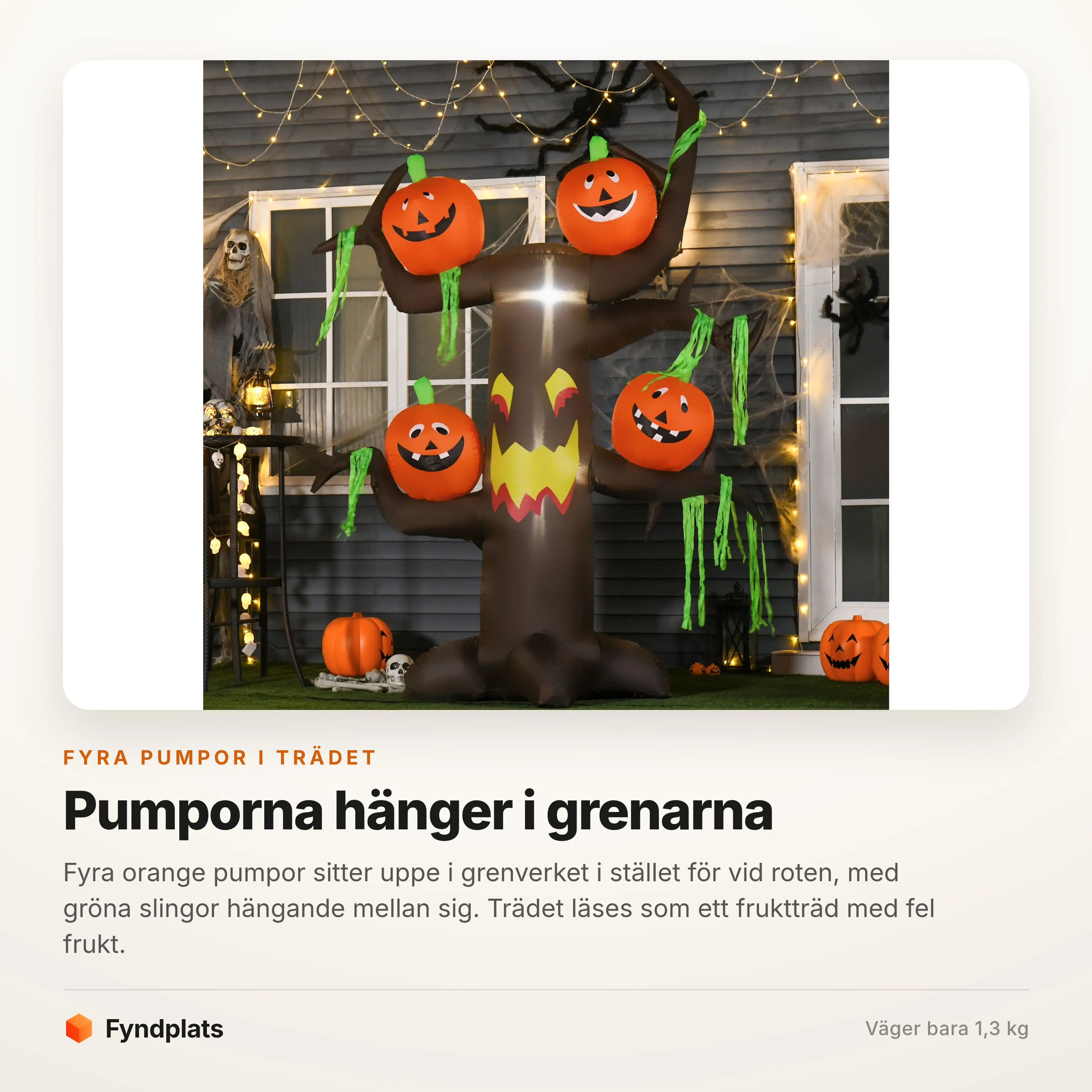 Trädet tänt med pumporna lysande