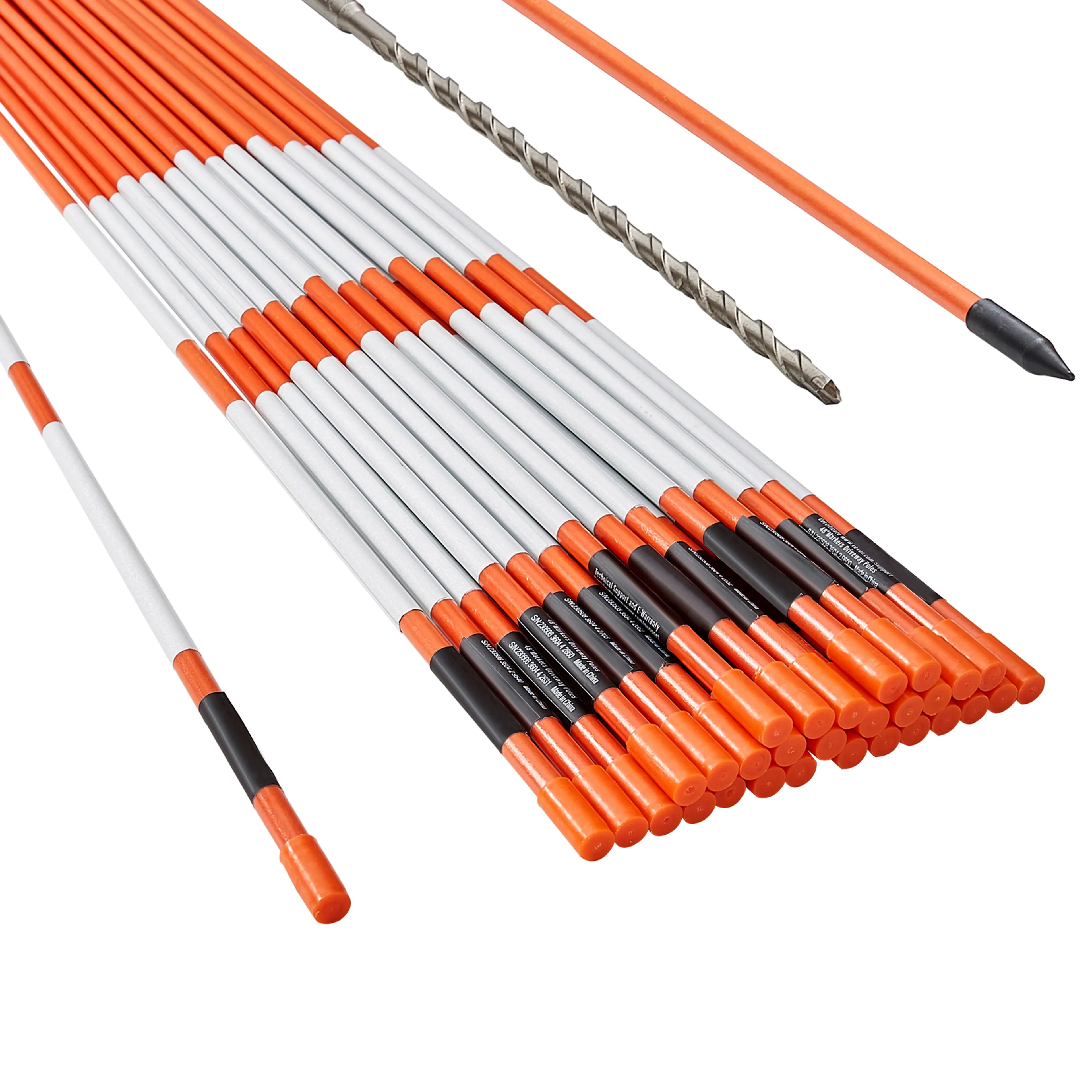 Snökäppar glasfiber 121 cm – reflekterande plogkäppar för infart, orange