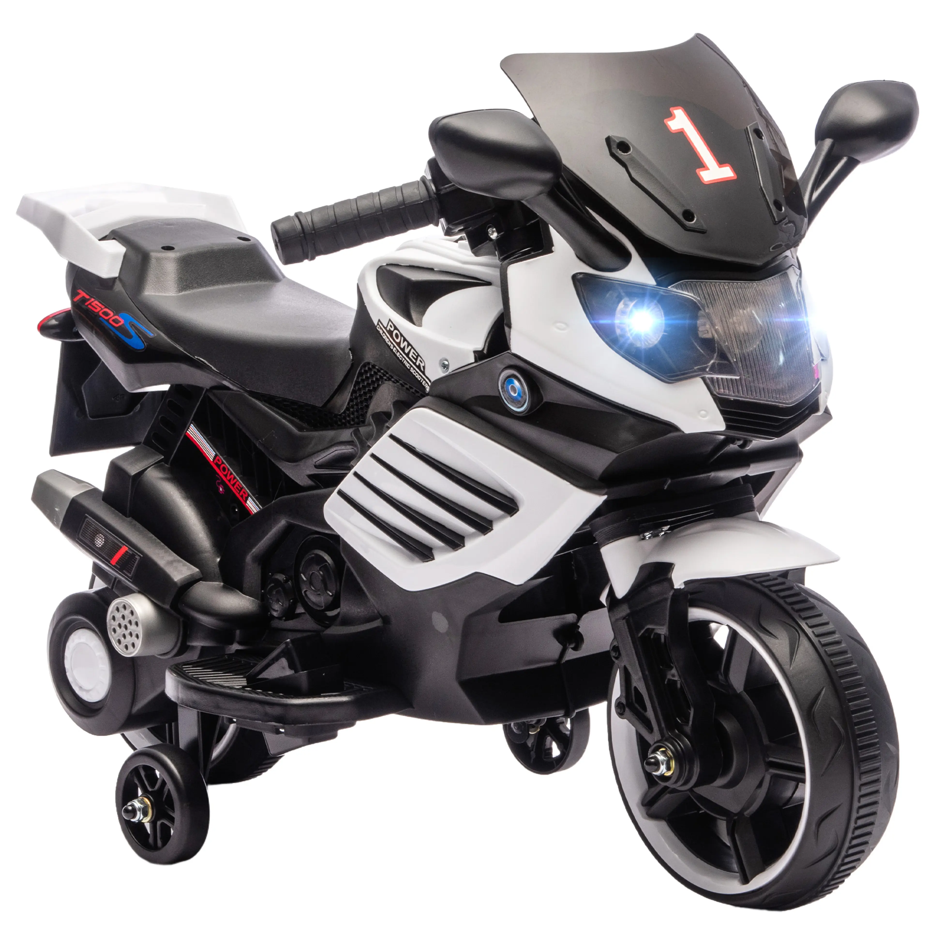 Elmotorcykel för barn – 6V med stödhjul, ljus och musik, 1,5–3 år