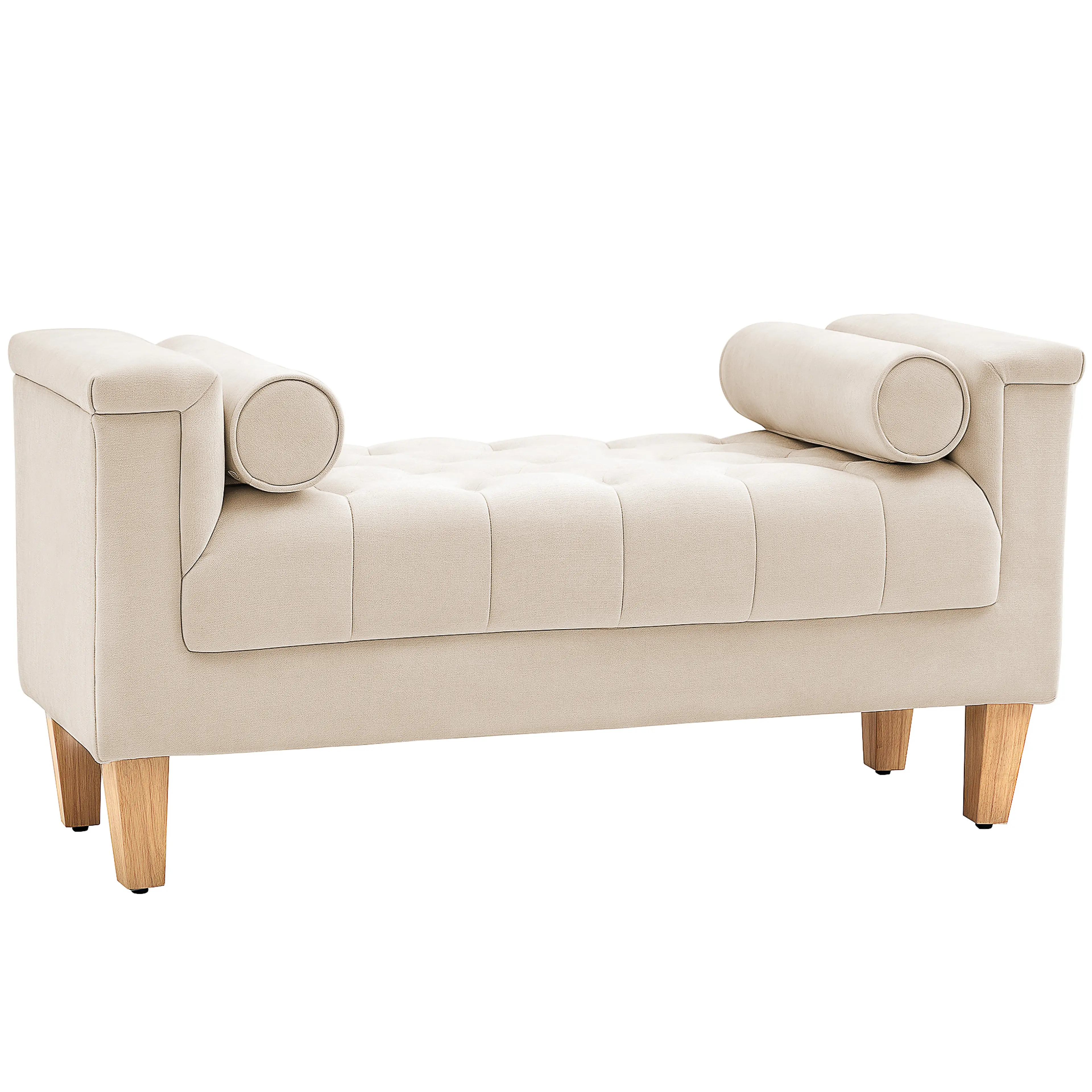 Sängbänk 115 cm chenille med rullkuddar