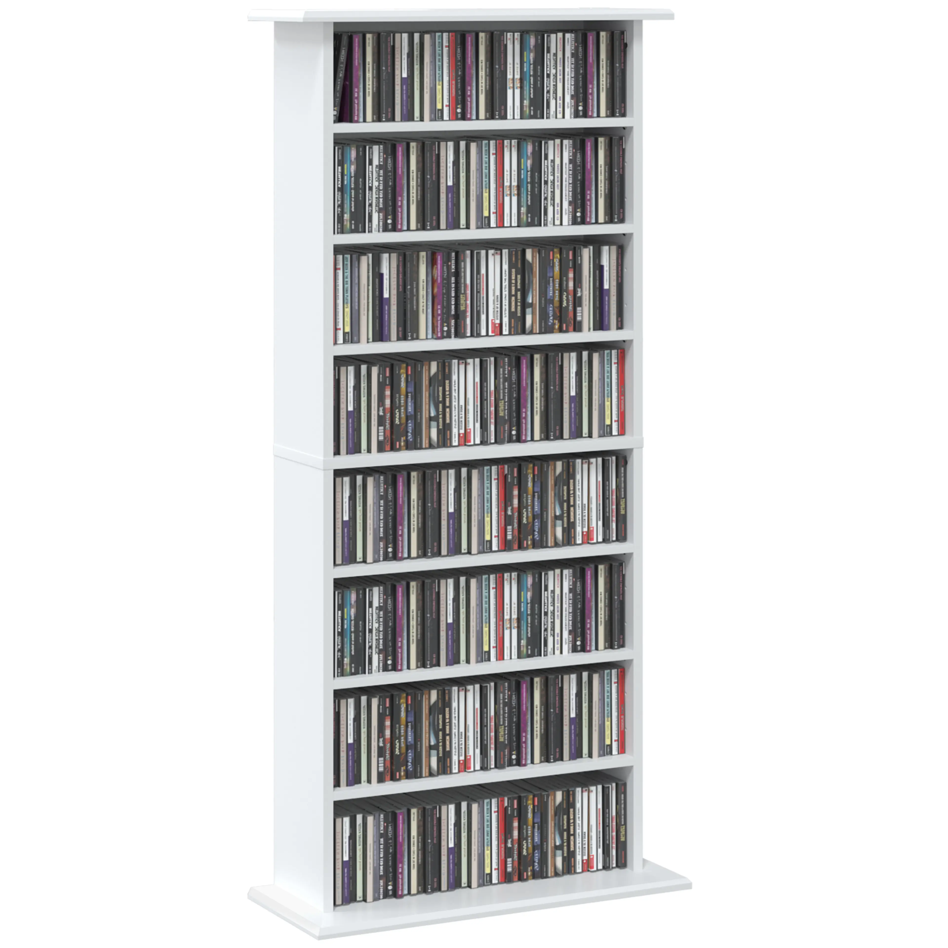 Mediahyllan fylld med cd-skivor i alla fack