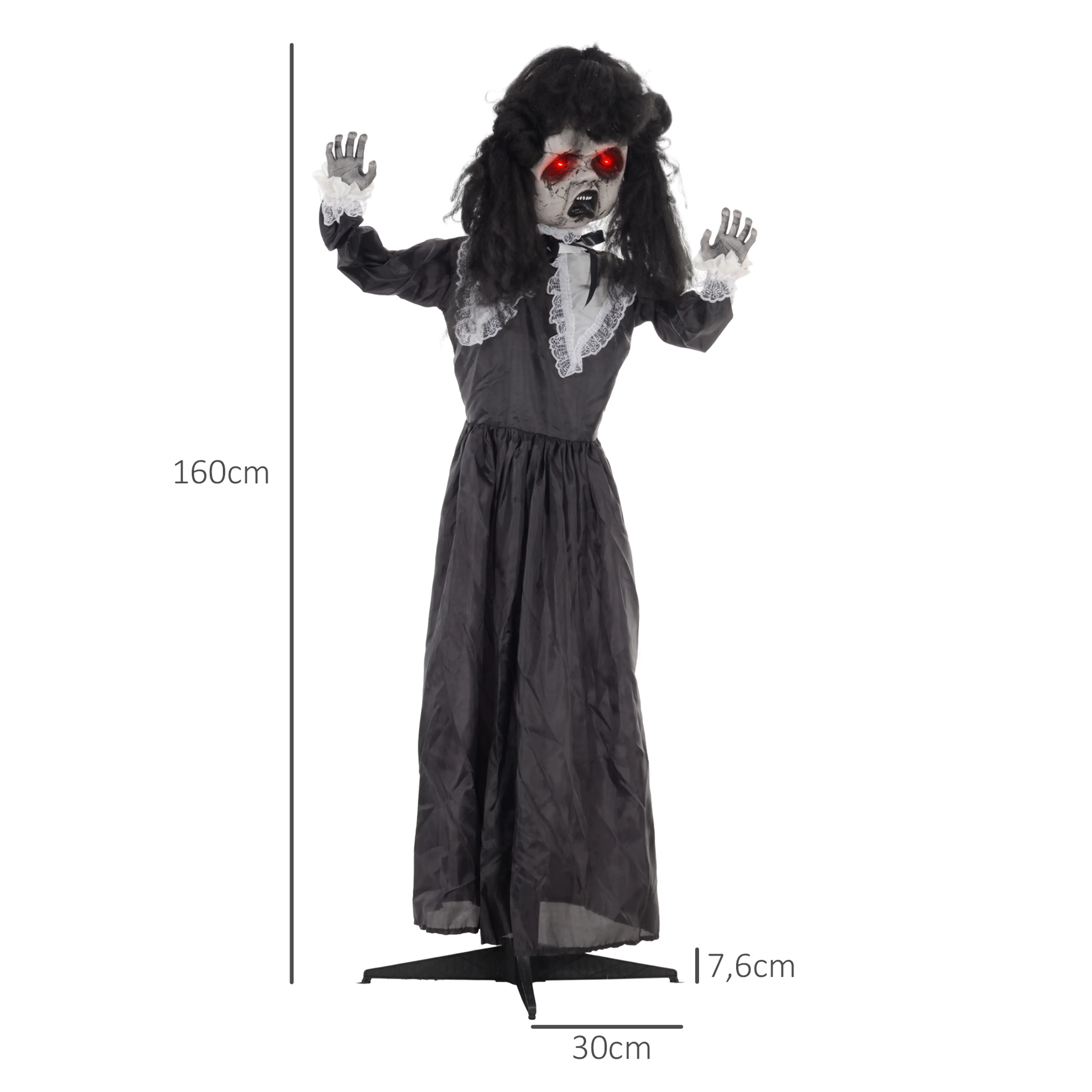 Måttskiss: 160 cm hög, 30 cm bred och 7,6 cm djup