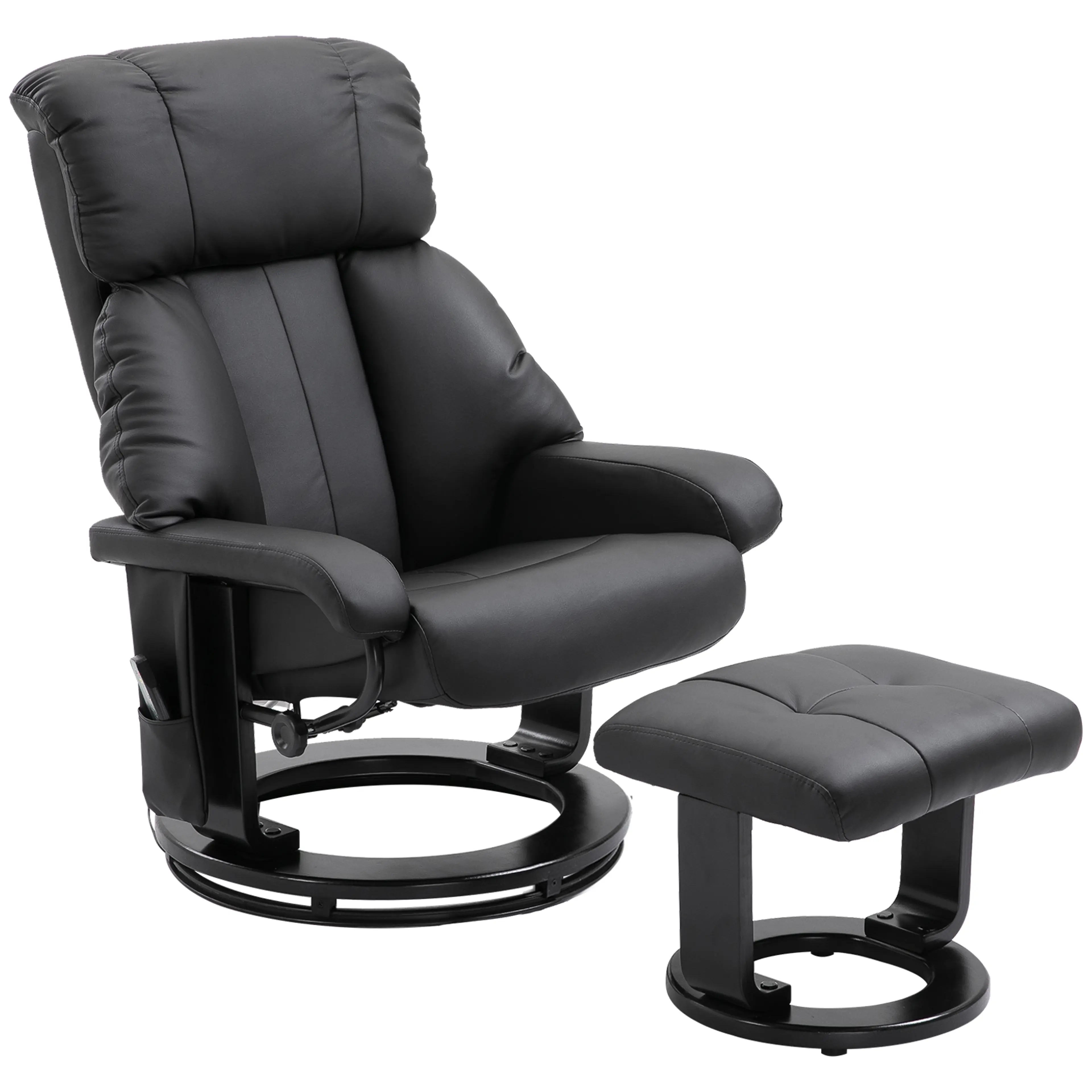 Relaxfåtölj med massage och fotpall – tio vibrationspunkter, bär 150 kg