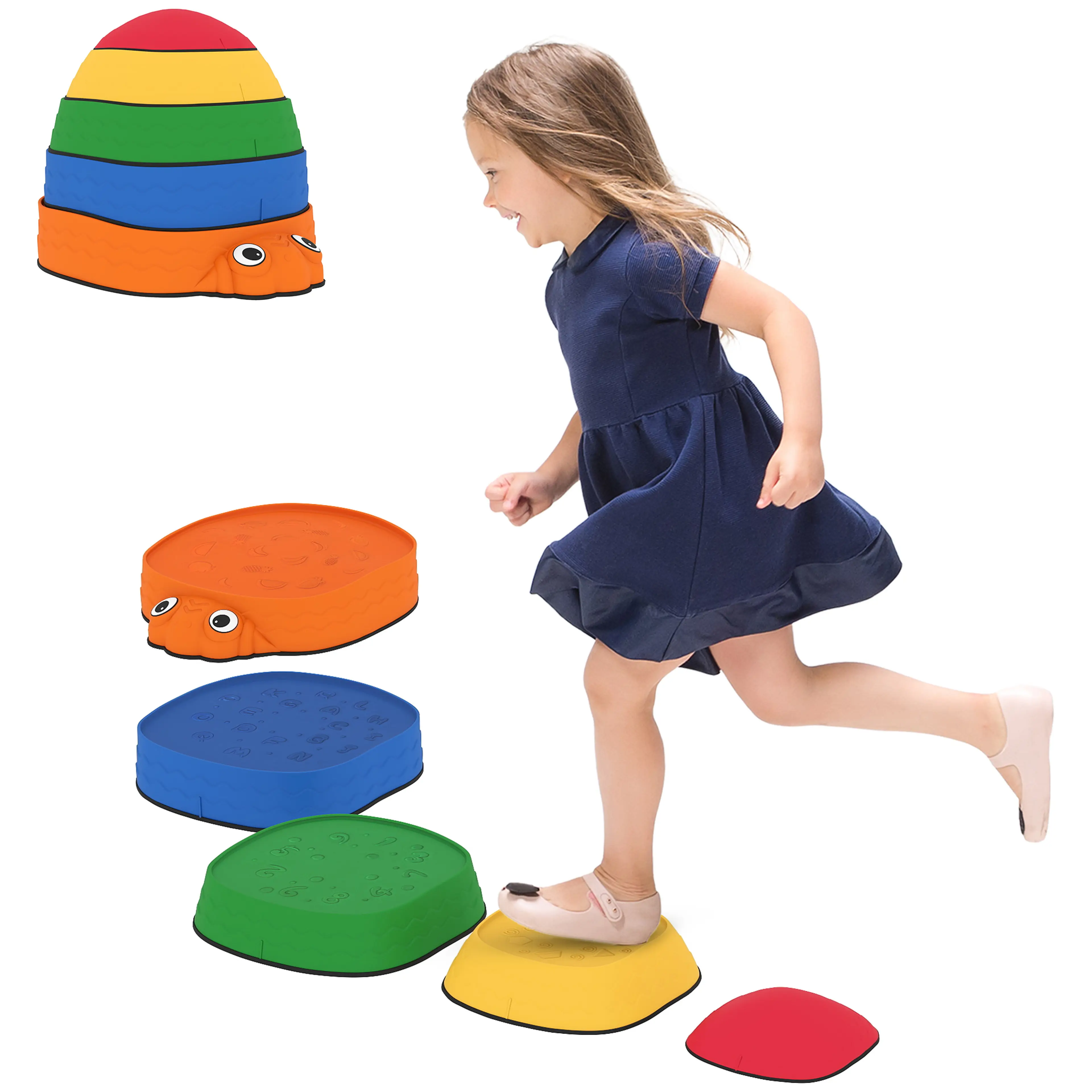 Balansstenar barn – 5 stapelbara, halkfria delar (2–8 år)