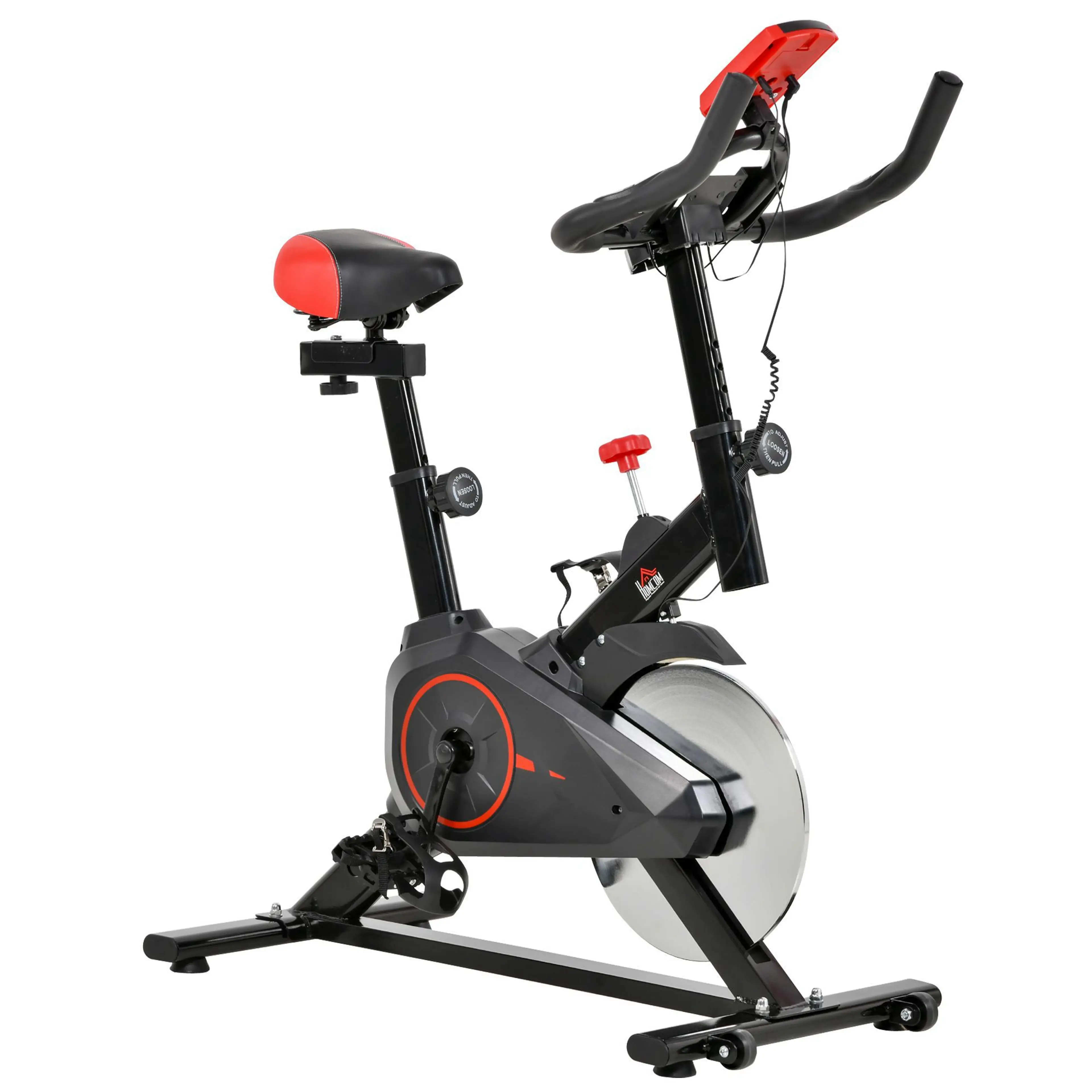 Spinningcykel med filtbroms – sadel 78–93 cm, LCD och mobilhållare