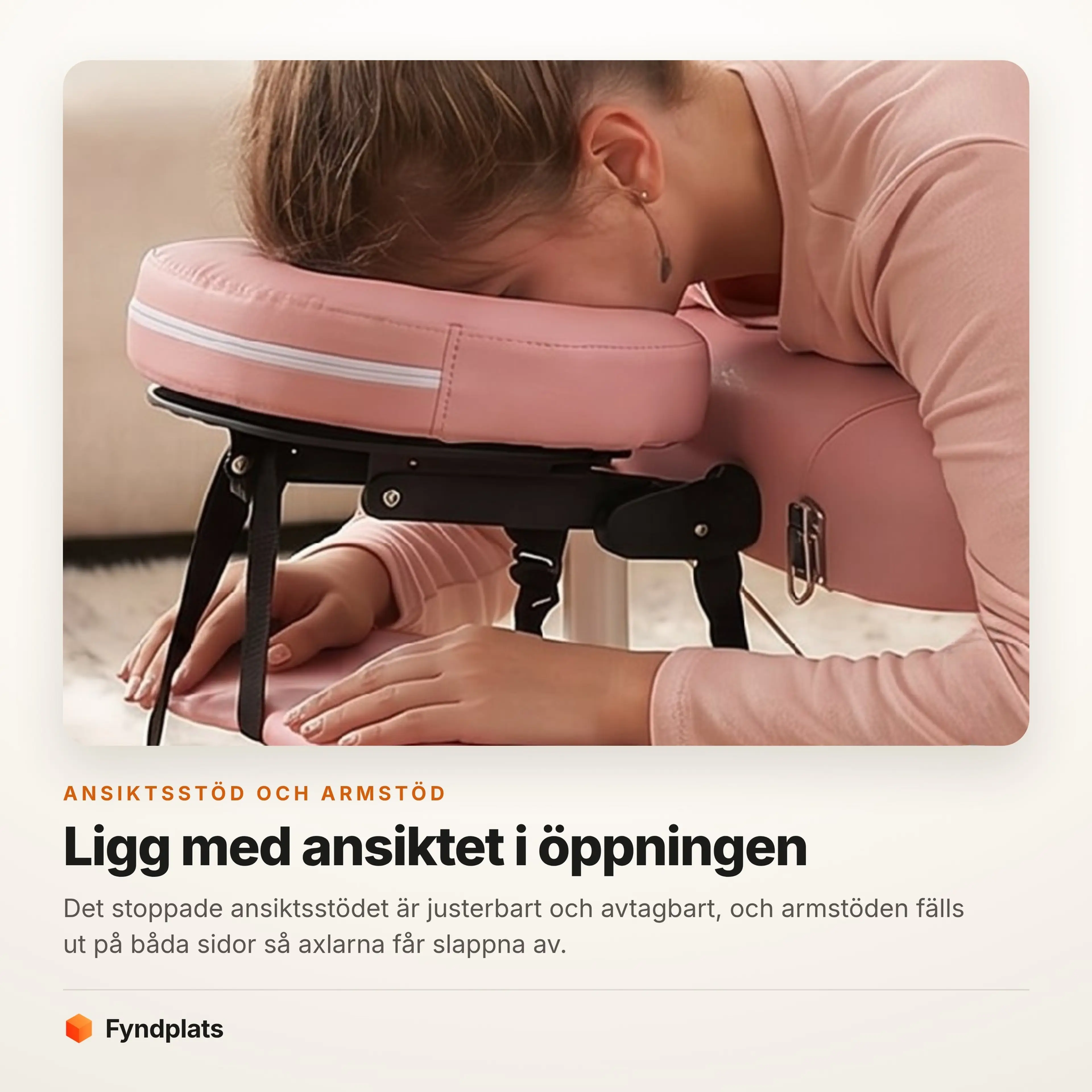 Person som ligger med ansiktet i massagebänkens stoppade ansiktsstöd