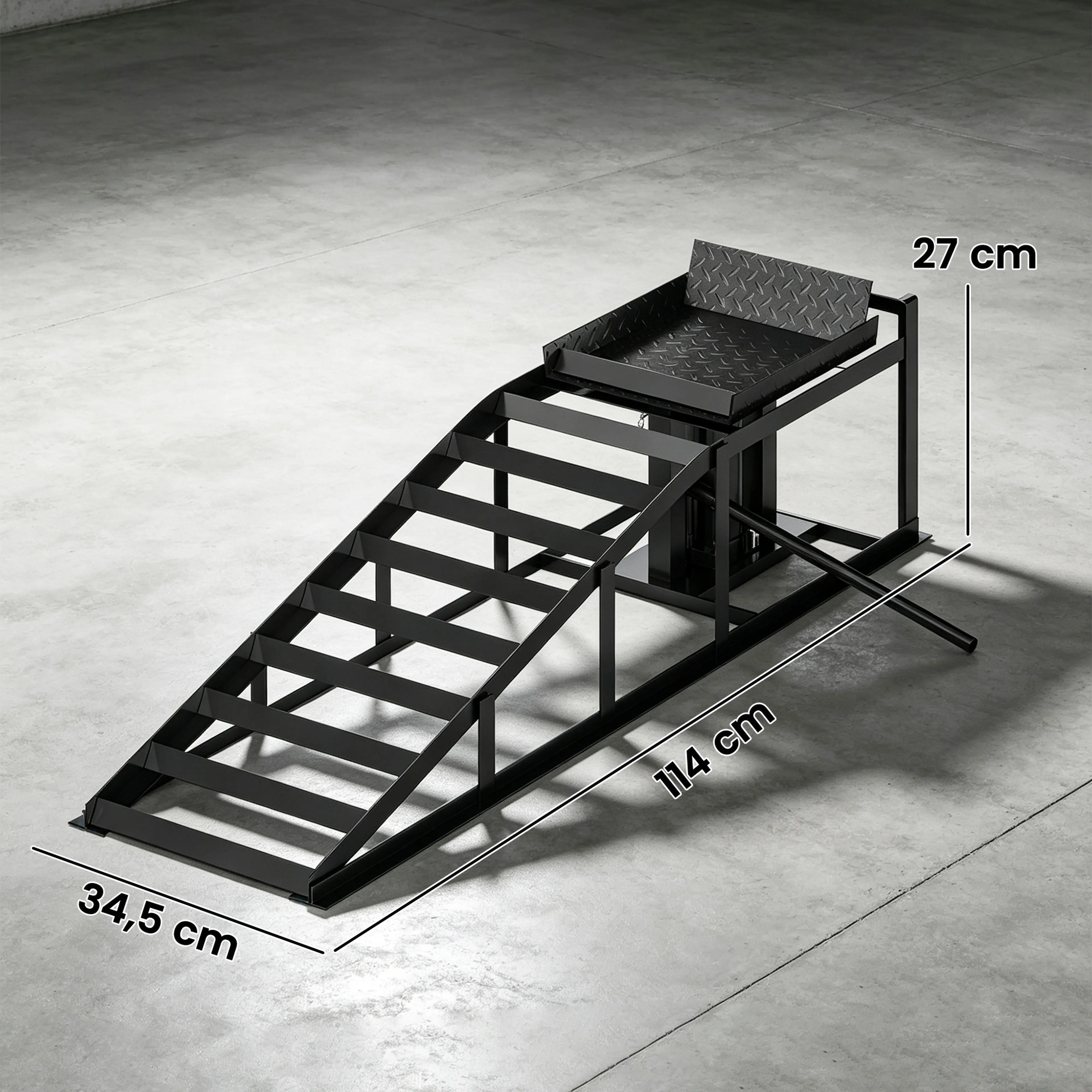 Måttbild: rampen mäter 114 × 34,5 cm
