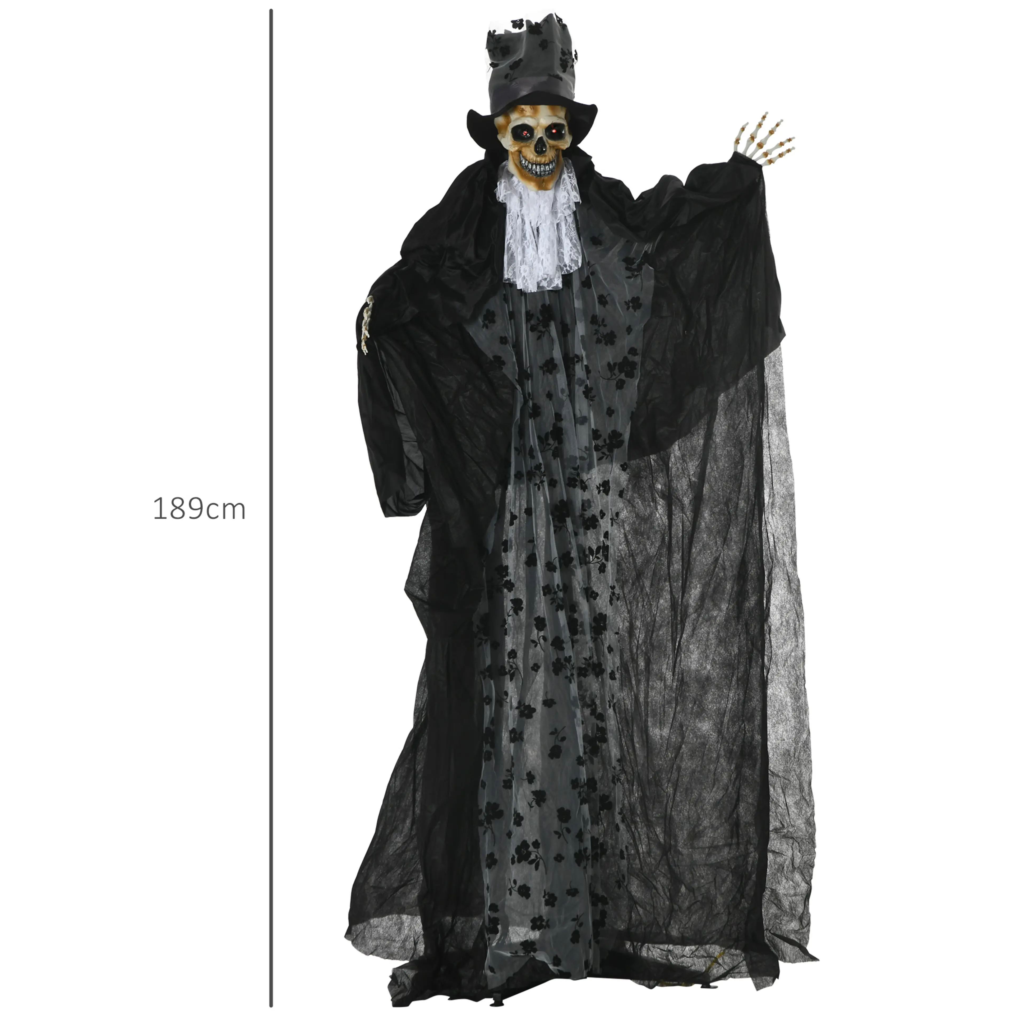 Måttbild: spökbrudgummen är 189 cm hög