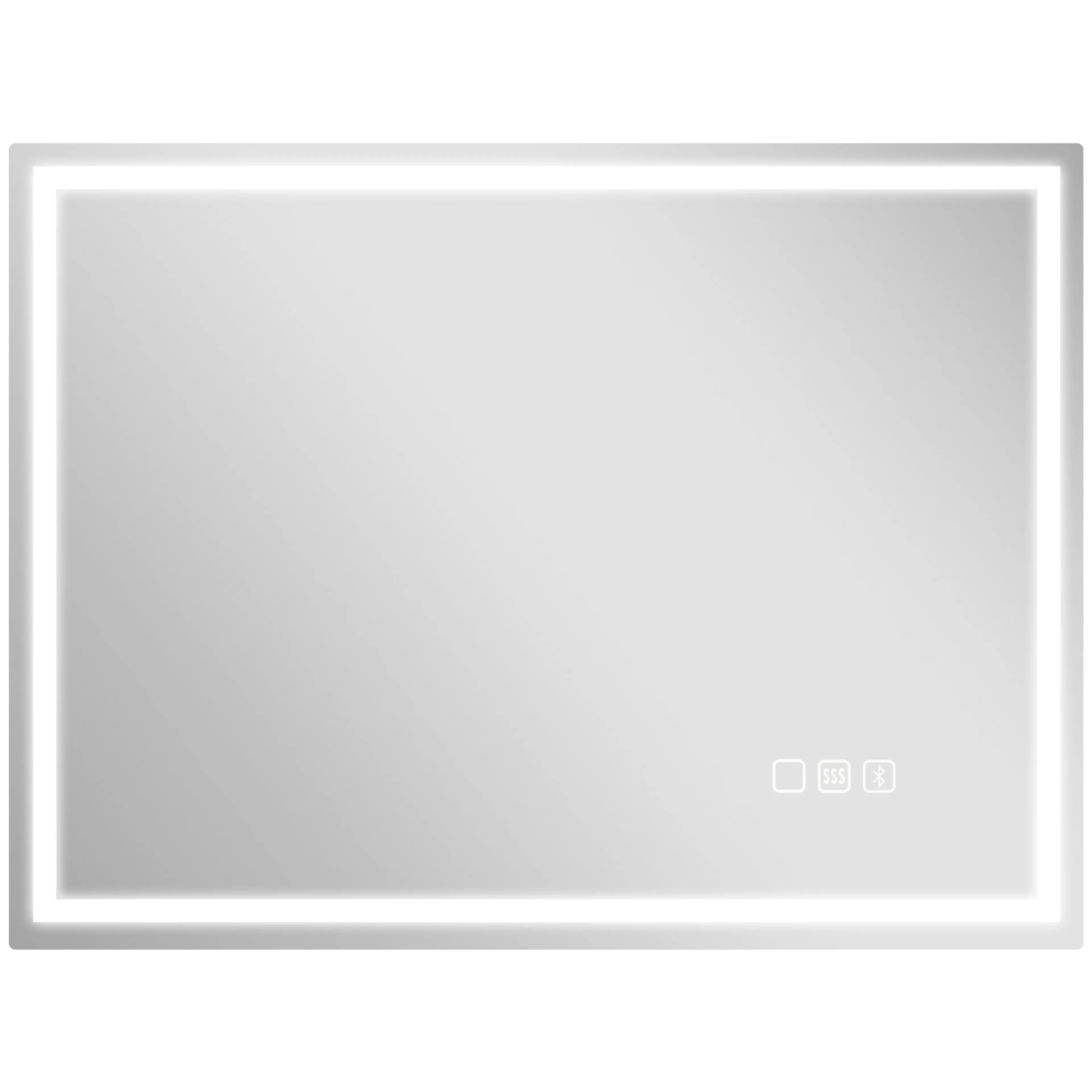 Badrumsspegel LED 80 × 60 cm med Bluetooth och klocka