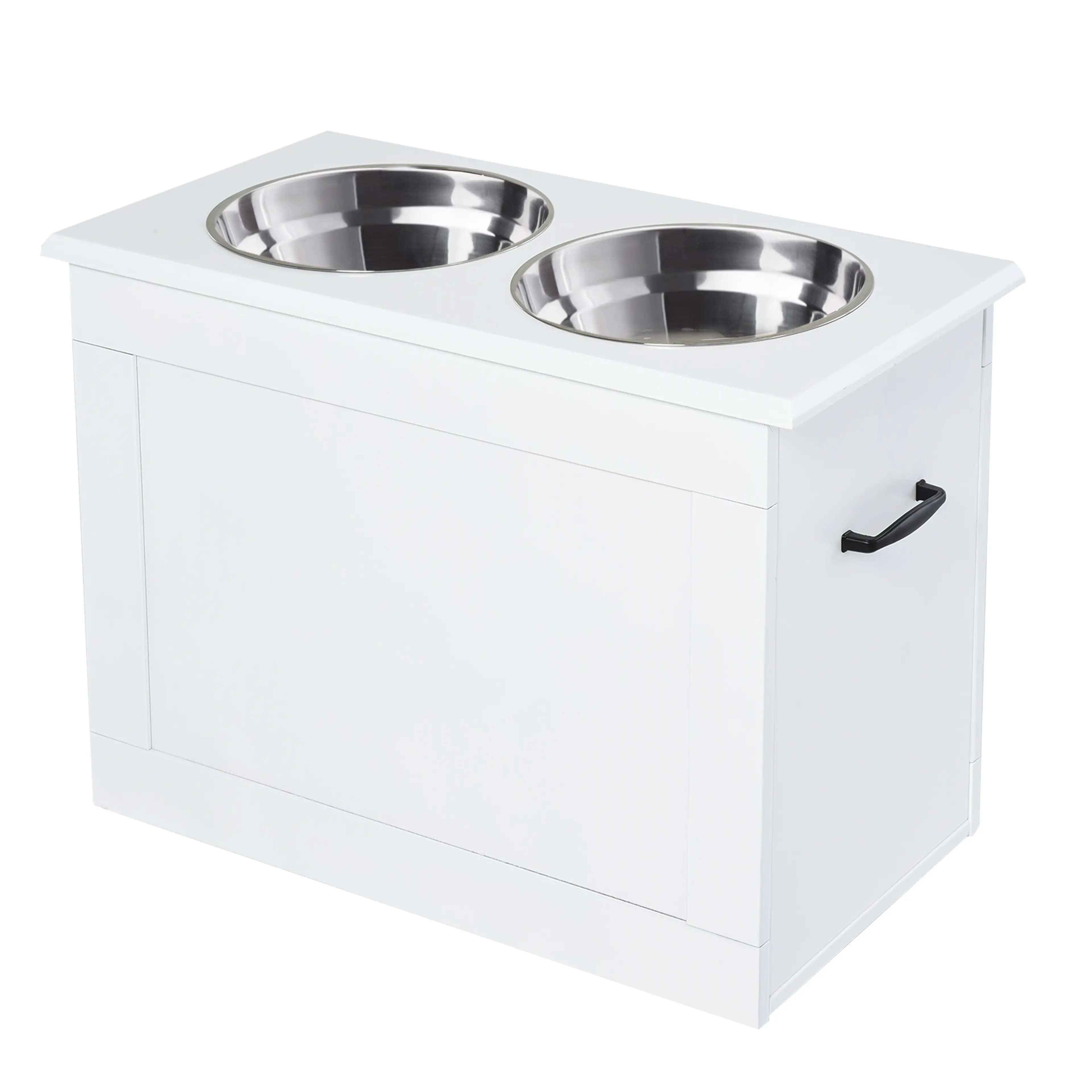 Matstation för hund i vitt, 60 × 30 × 41 cm