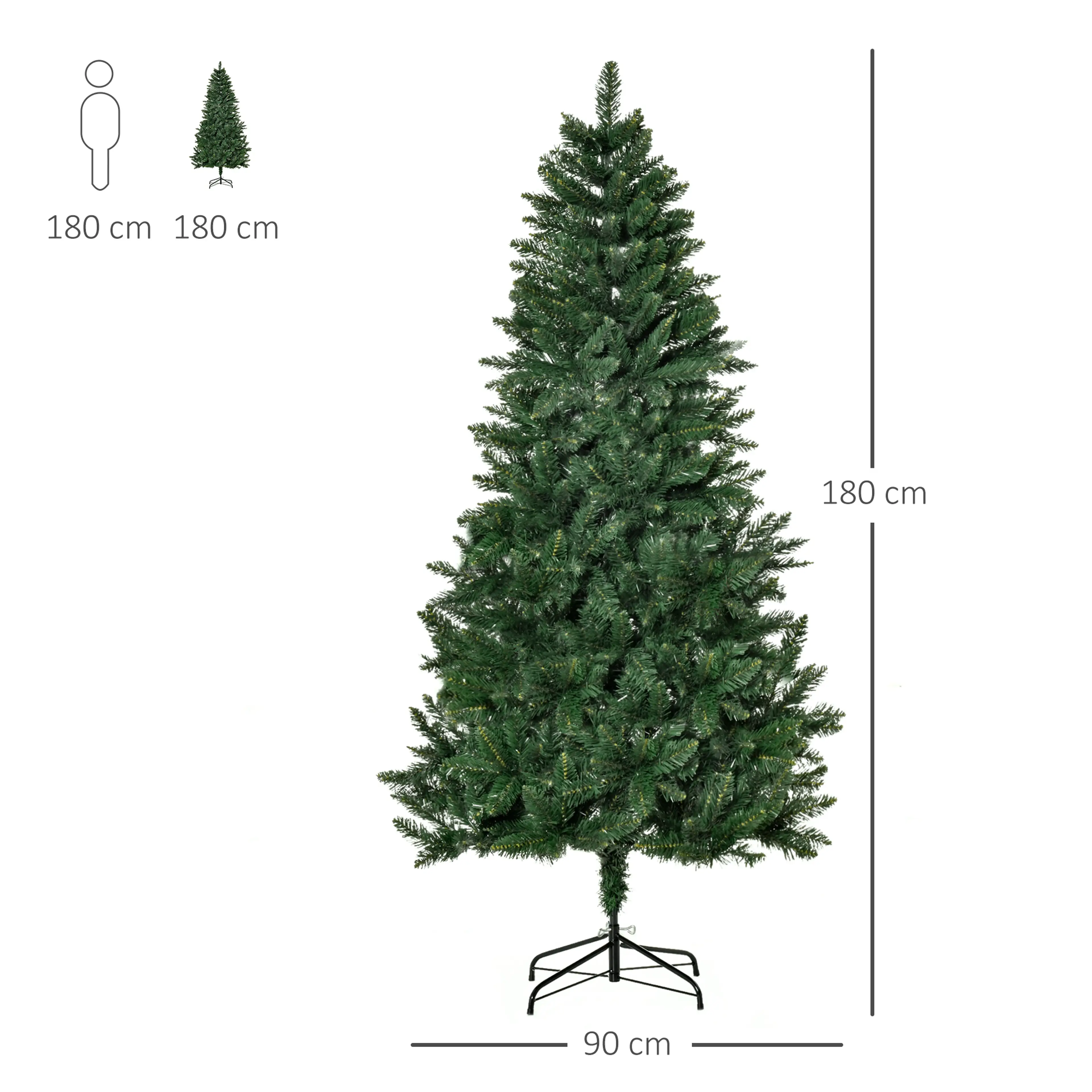 Måttskiss: 180 cm hög och 90 cm bred
