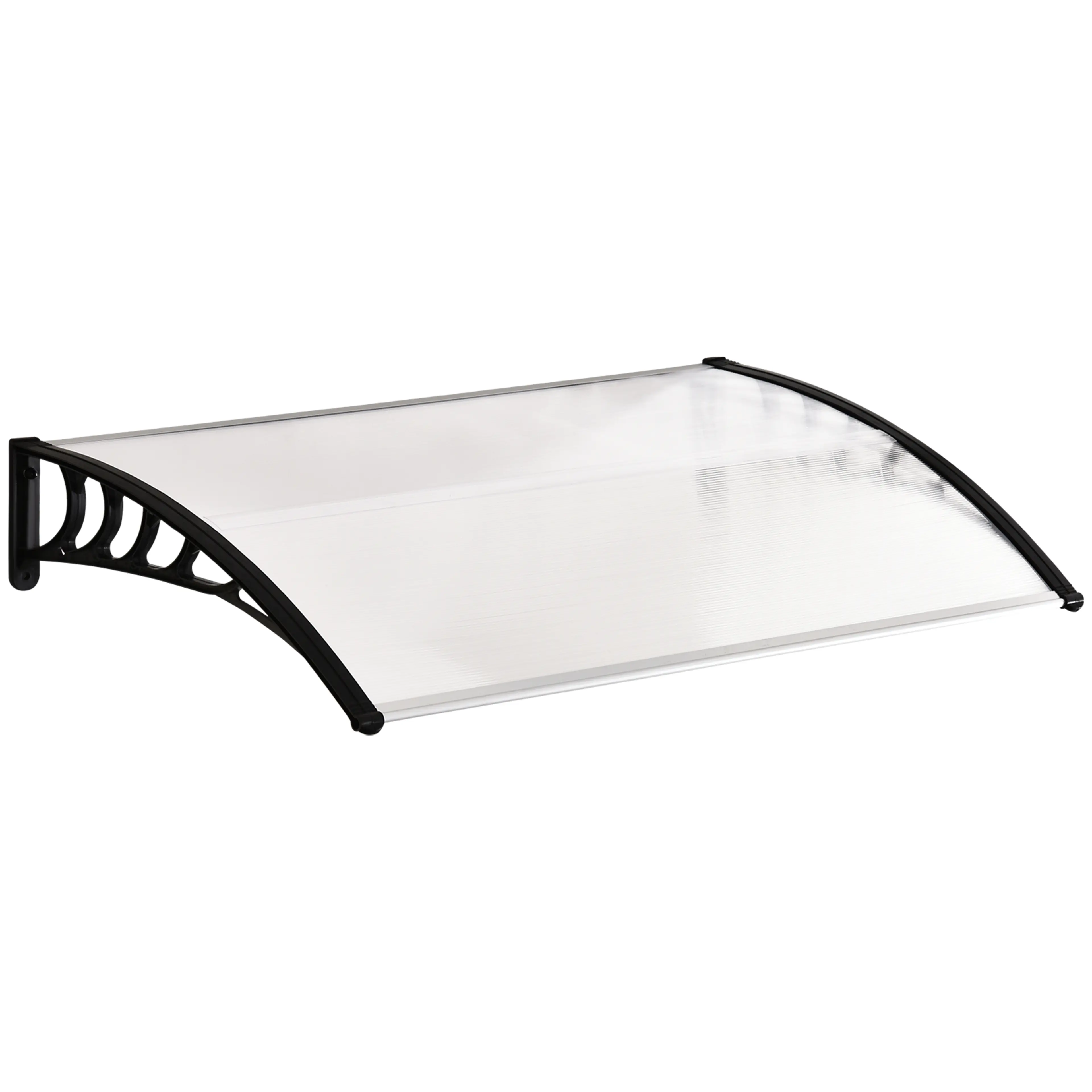 Entrétak ytterdörr 122x89 cm – skärmtak i polykarbonat med svart konsol