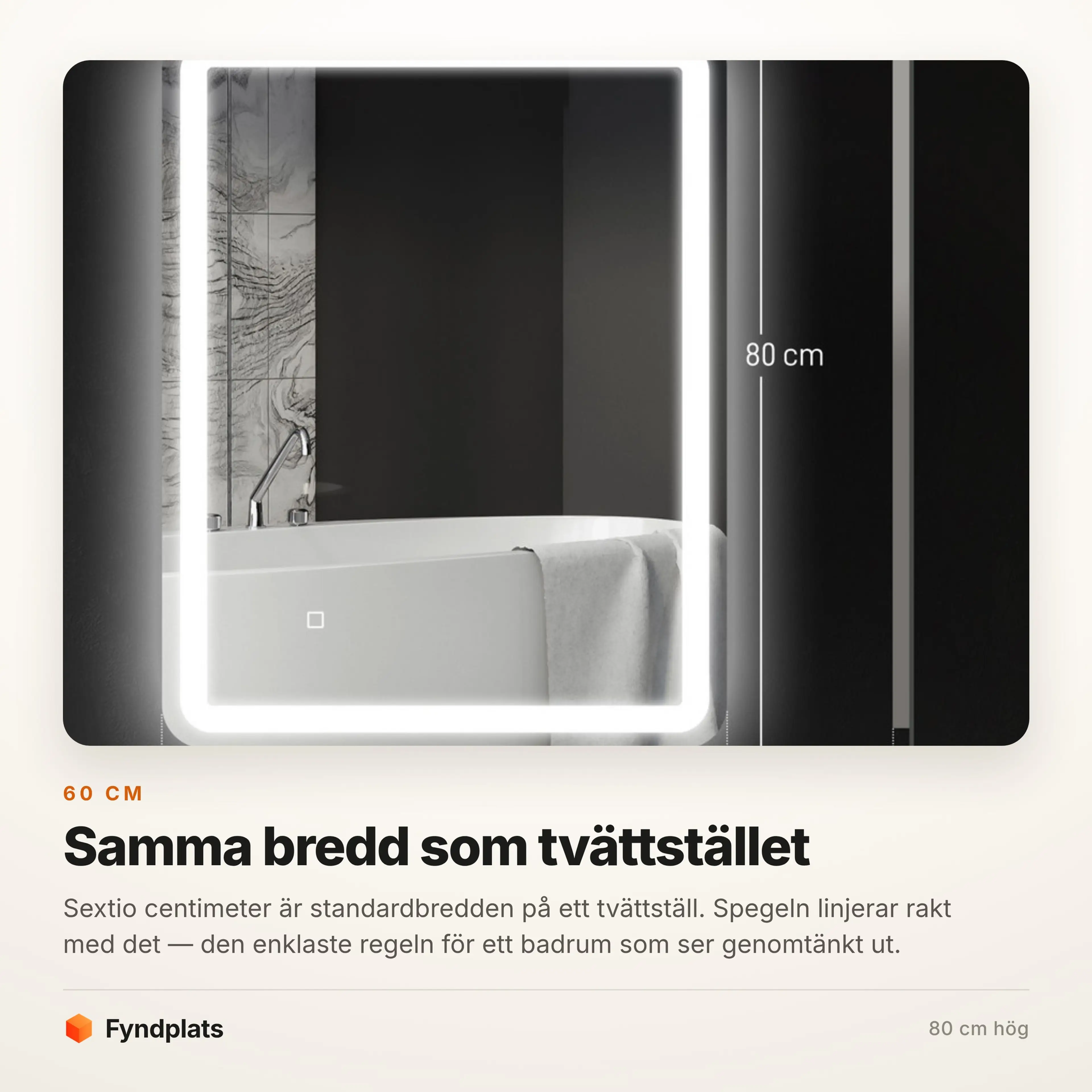 Badrumsspegel LED 60 × 80 cm, stående – bild 2