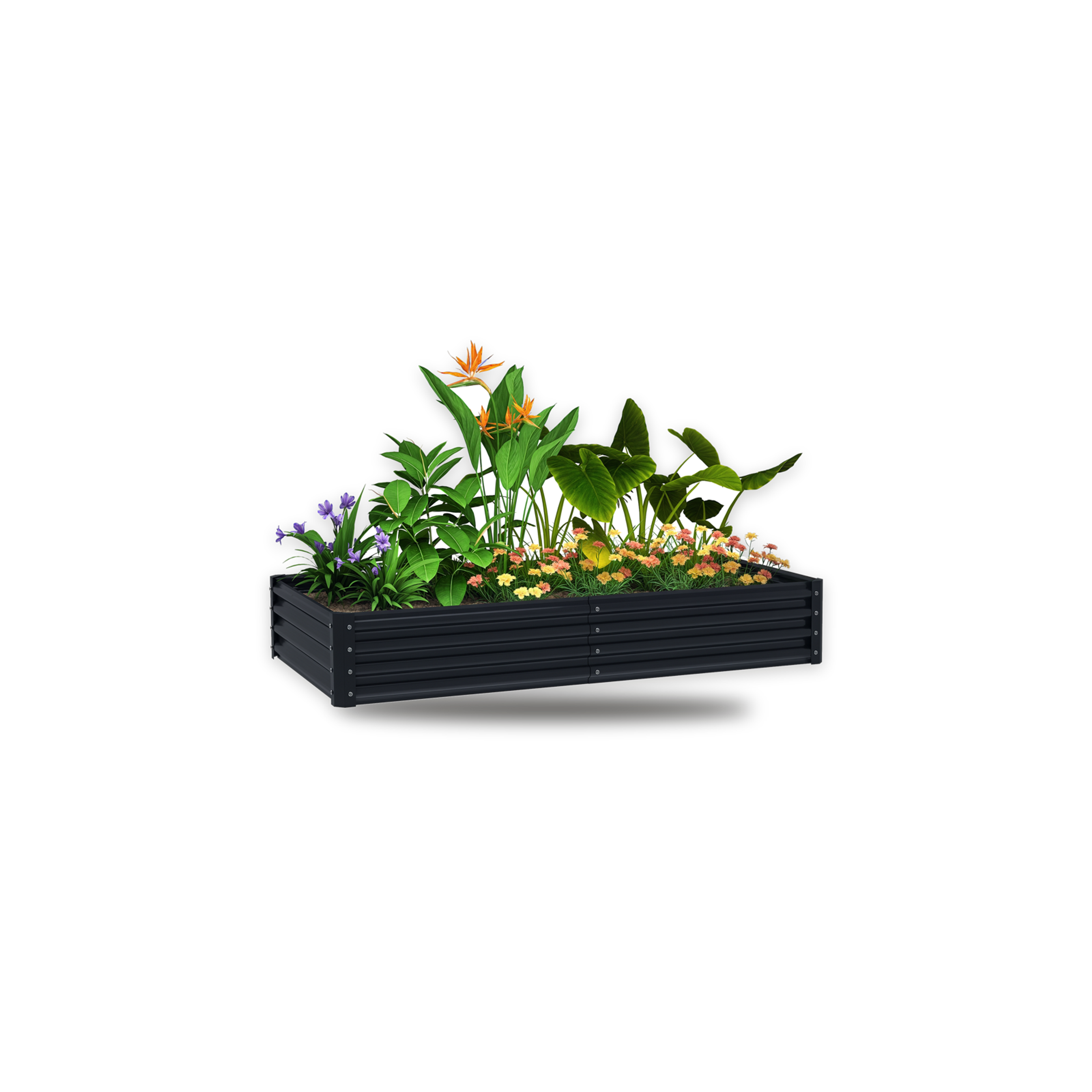 Odlingslåda i metall 180×90×30 cm – galvaniserat stål, öppen botten