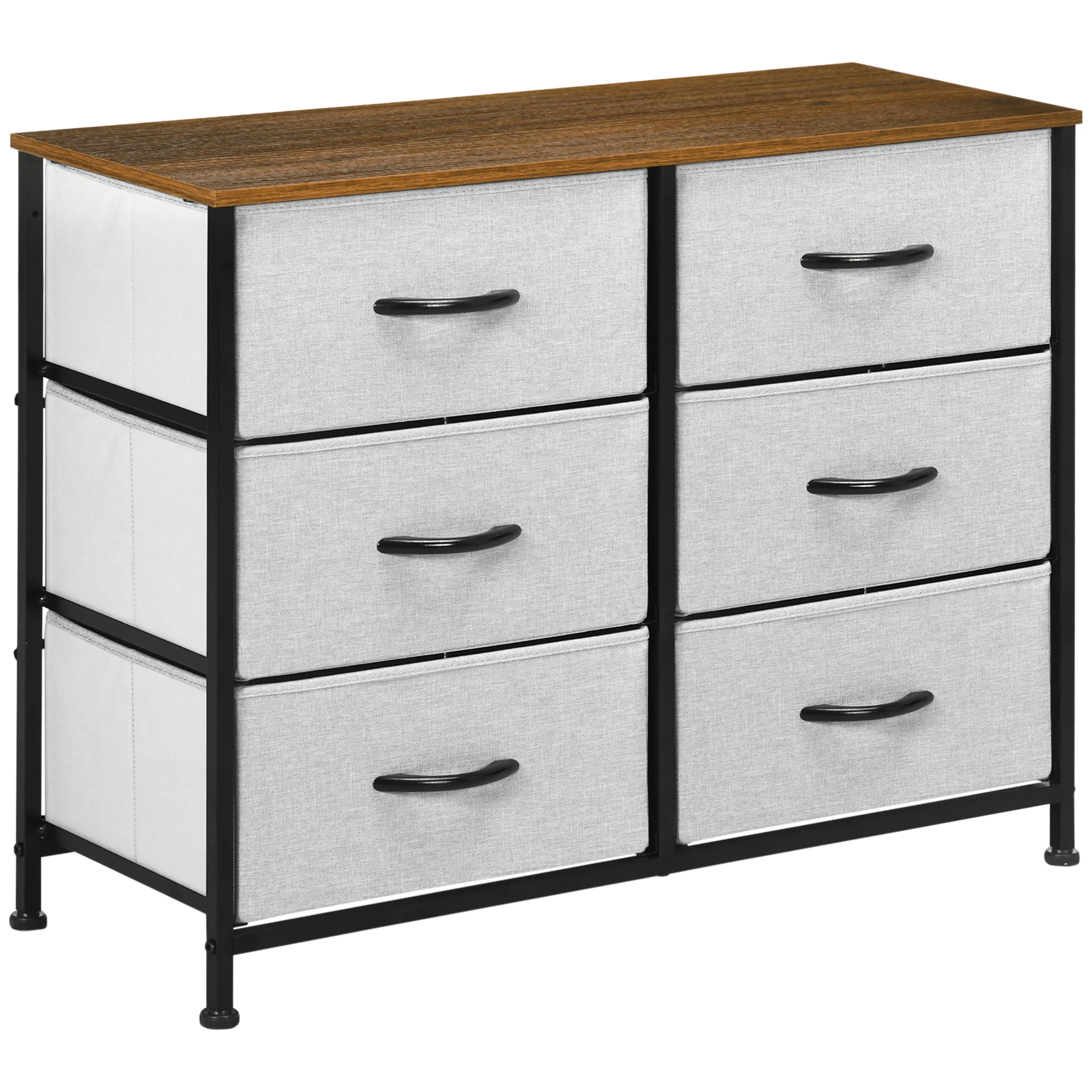 Byrå med 6 tyglådor 80×30×62,5 cm i industristil med stålram