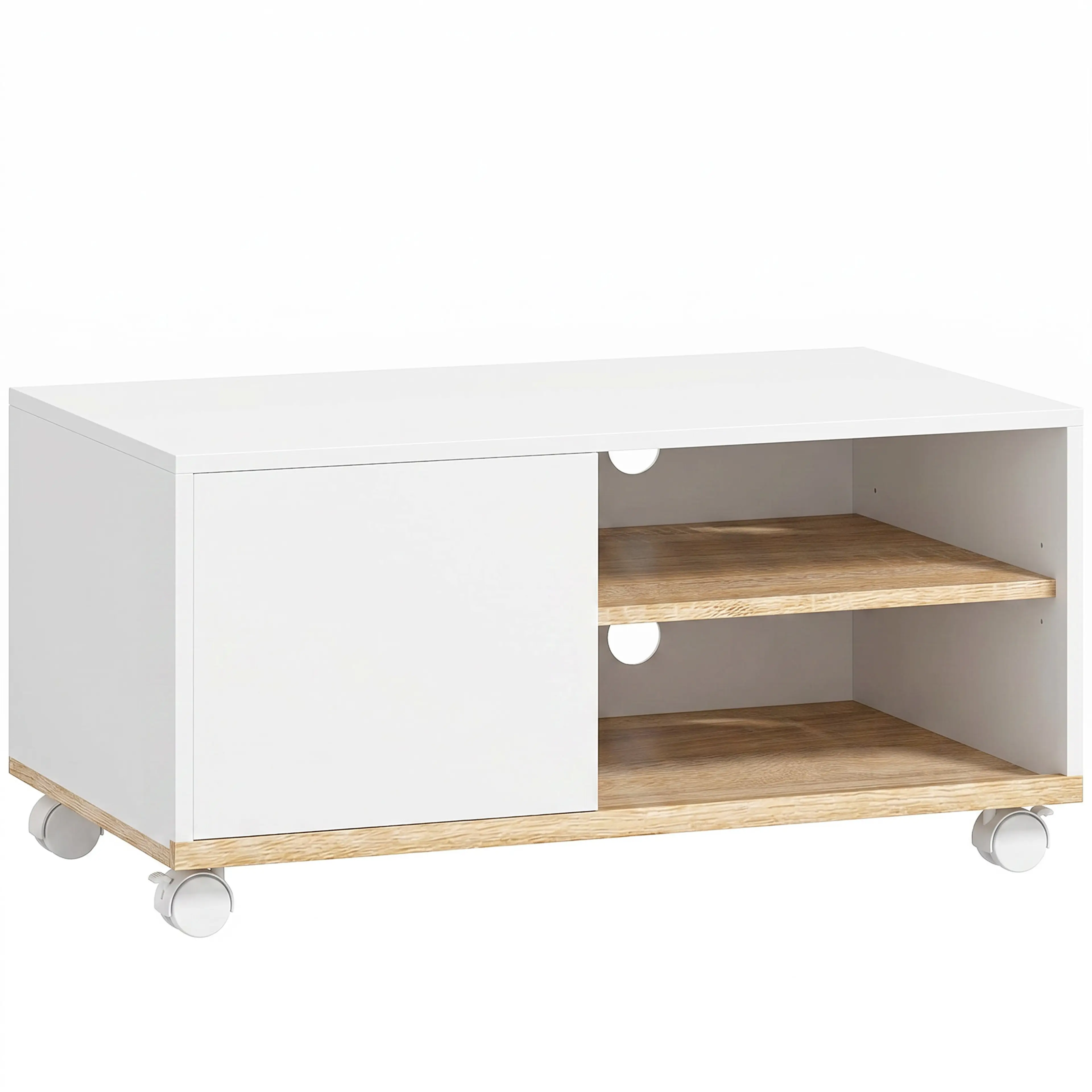 TV-bänk på hjul 80 cm, vit