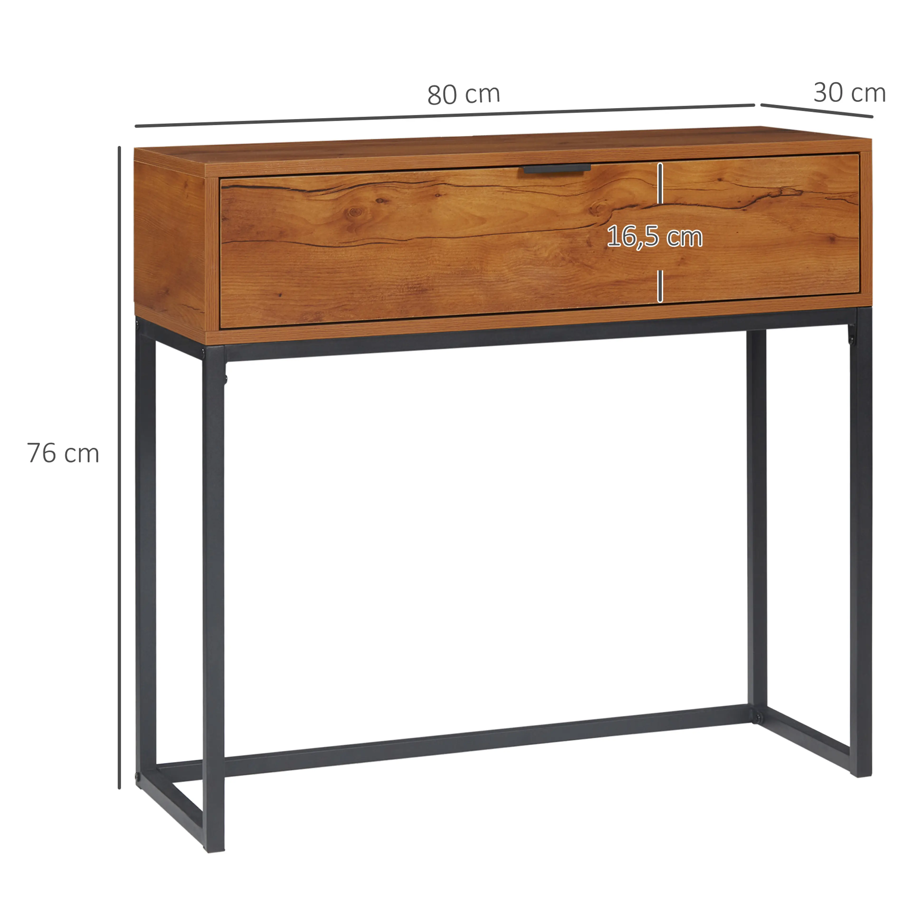 Konsolbord med låda 80 cm, naturträ – bild 4