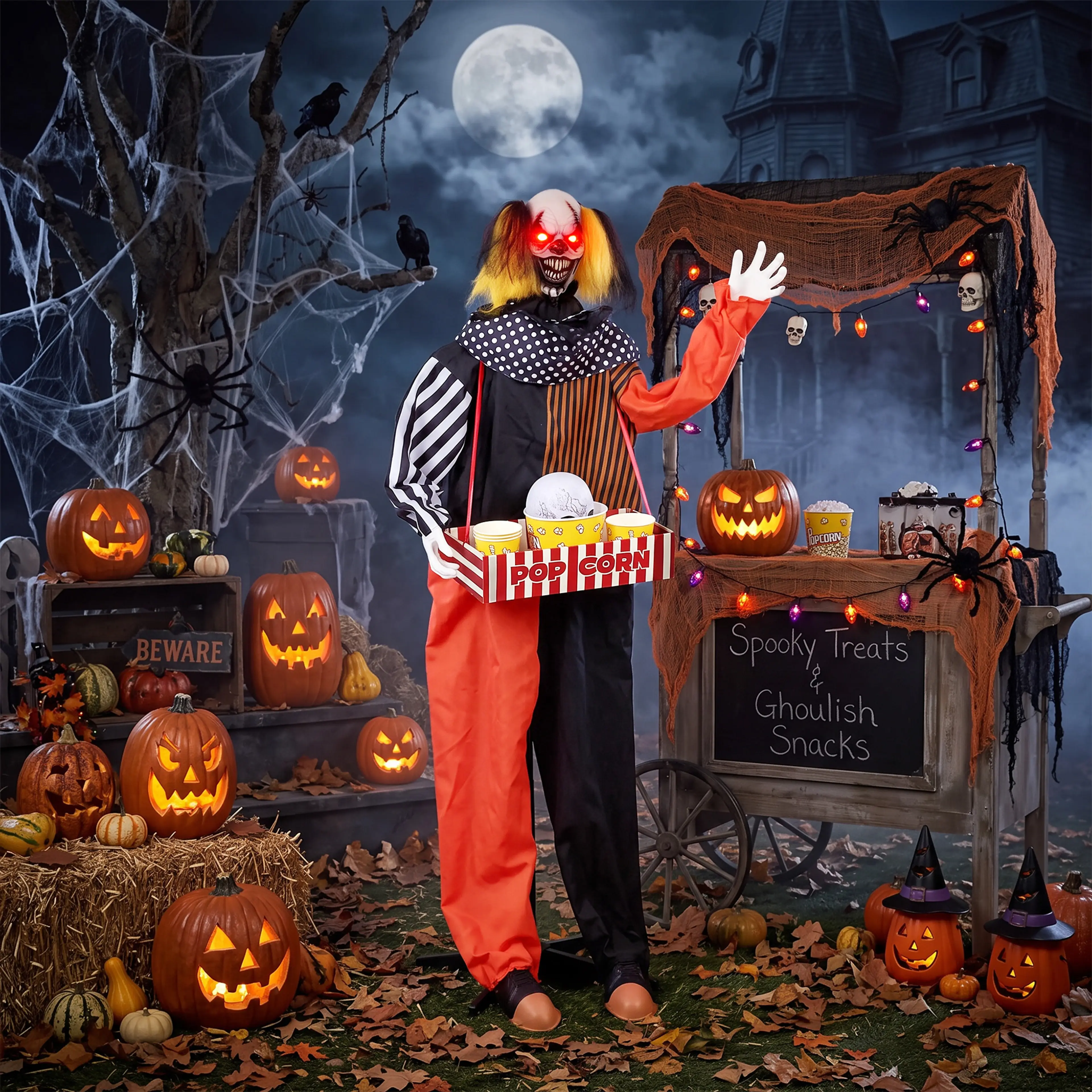 Animerad popcornclown 180 cm som skjuter upp till 195 cm – bild 4