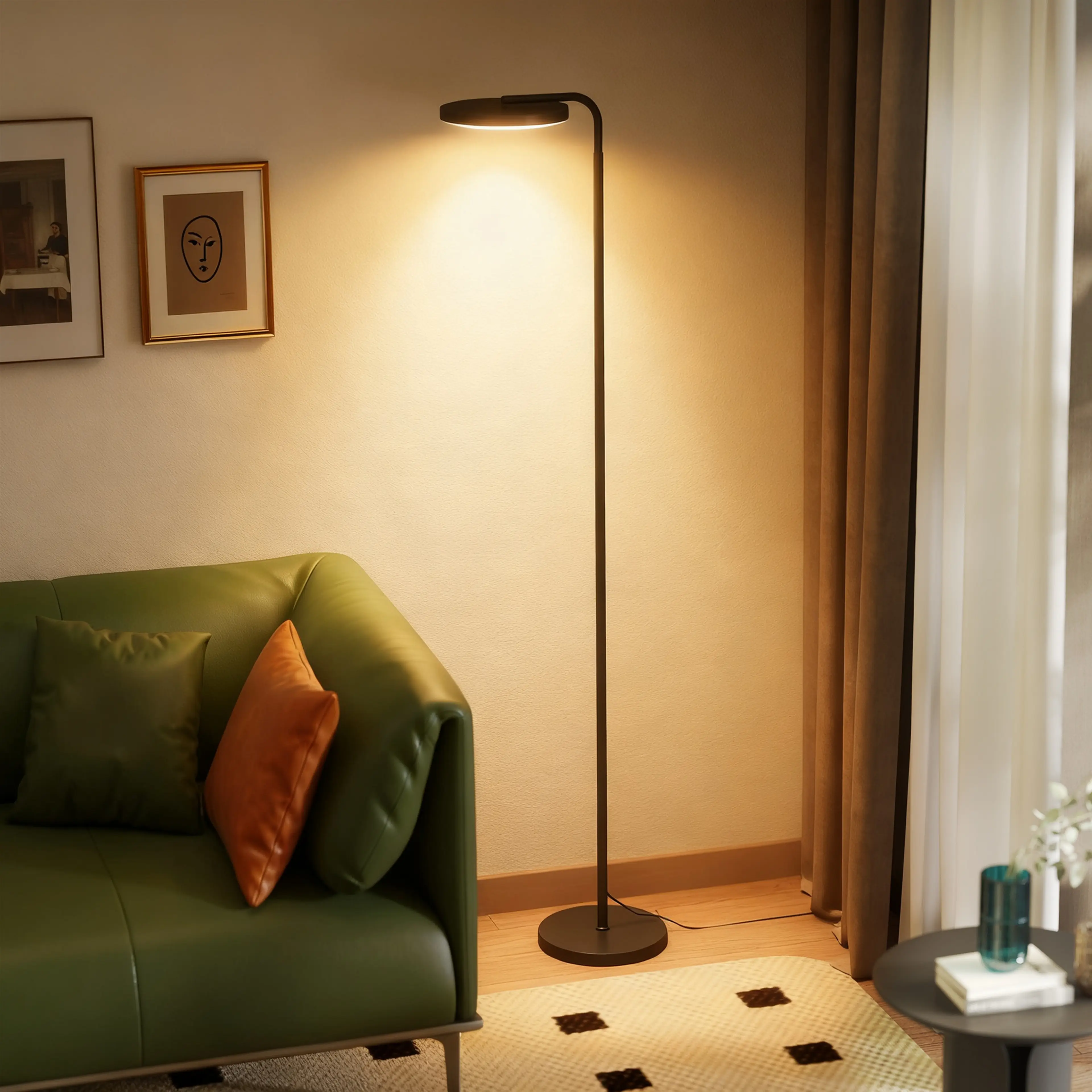 Golvlampa höjdjusterbar 166–177 cm – 350° vridbart huvud och fjärrkontroll – bild 6
