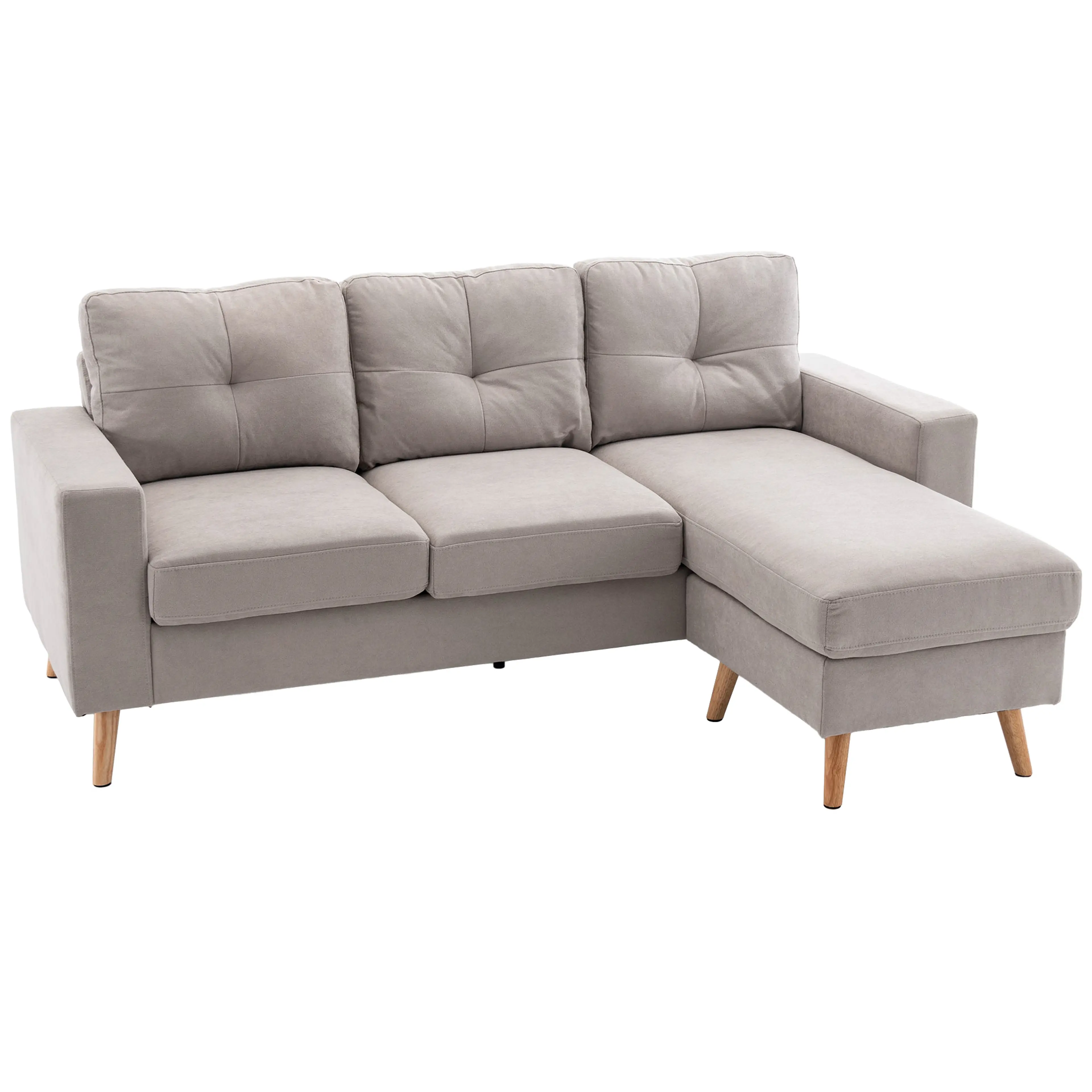 Hörnsoffa 193 × 136 cm i linnelook med vändbar schäslong