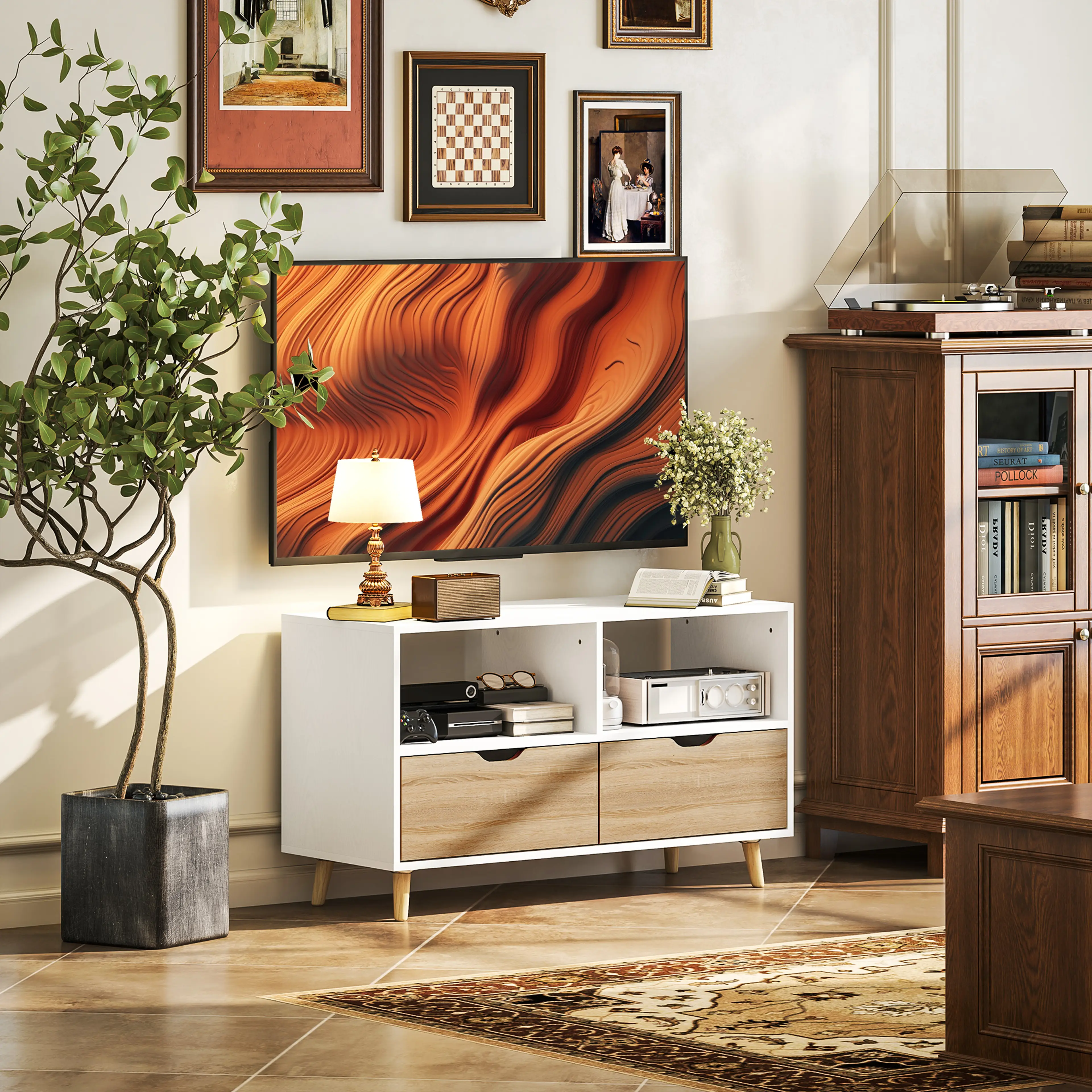 TV-bänk 99 cm med två lådor – bild 2