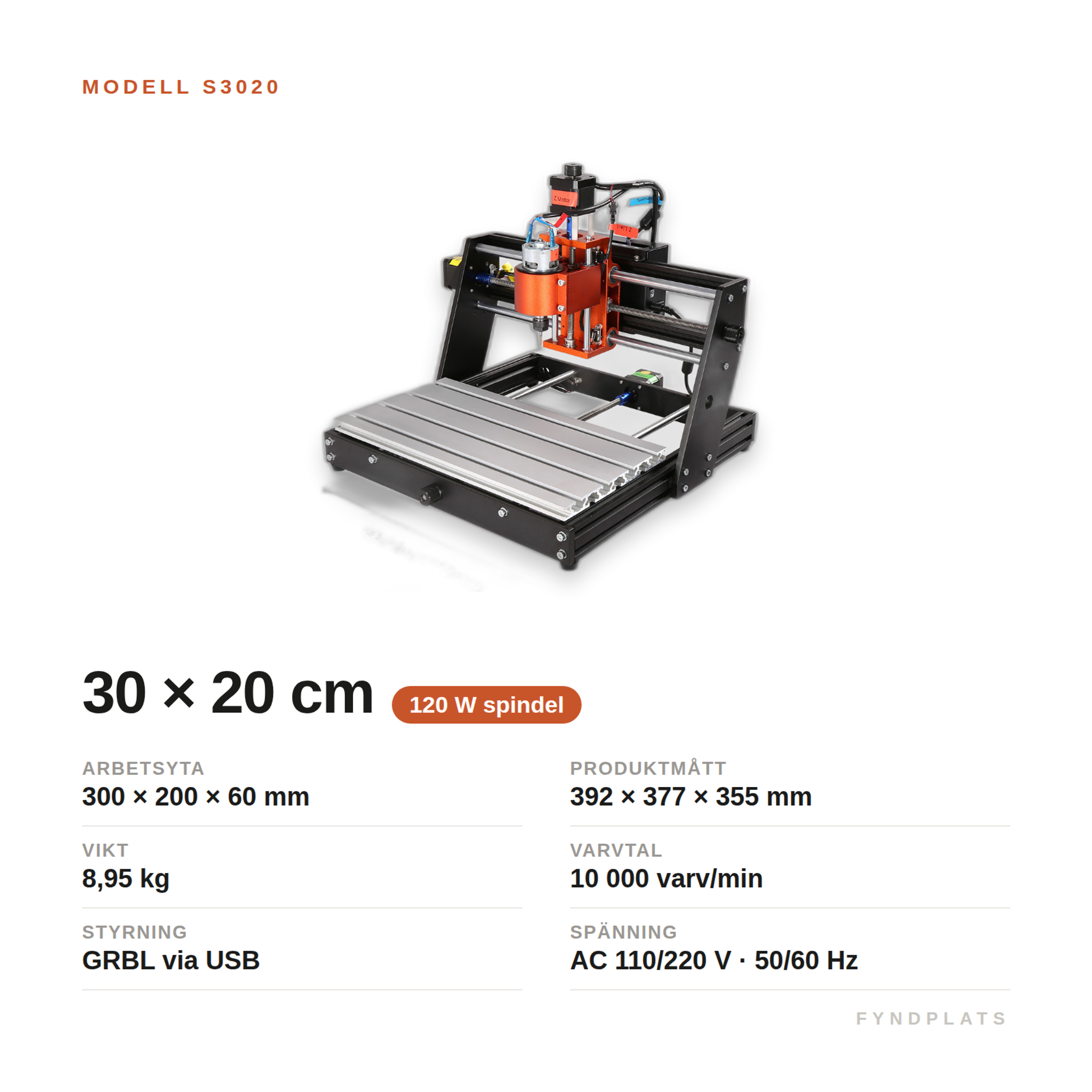 CNC-fräs 3-axlig, GRBL – gravyrmaskin för trä & akryl