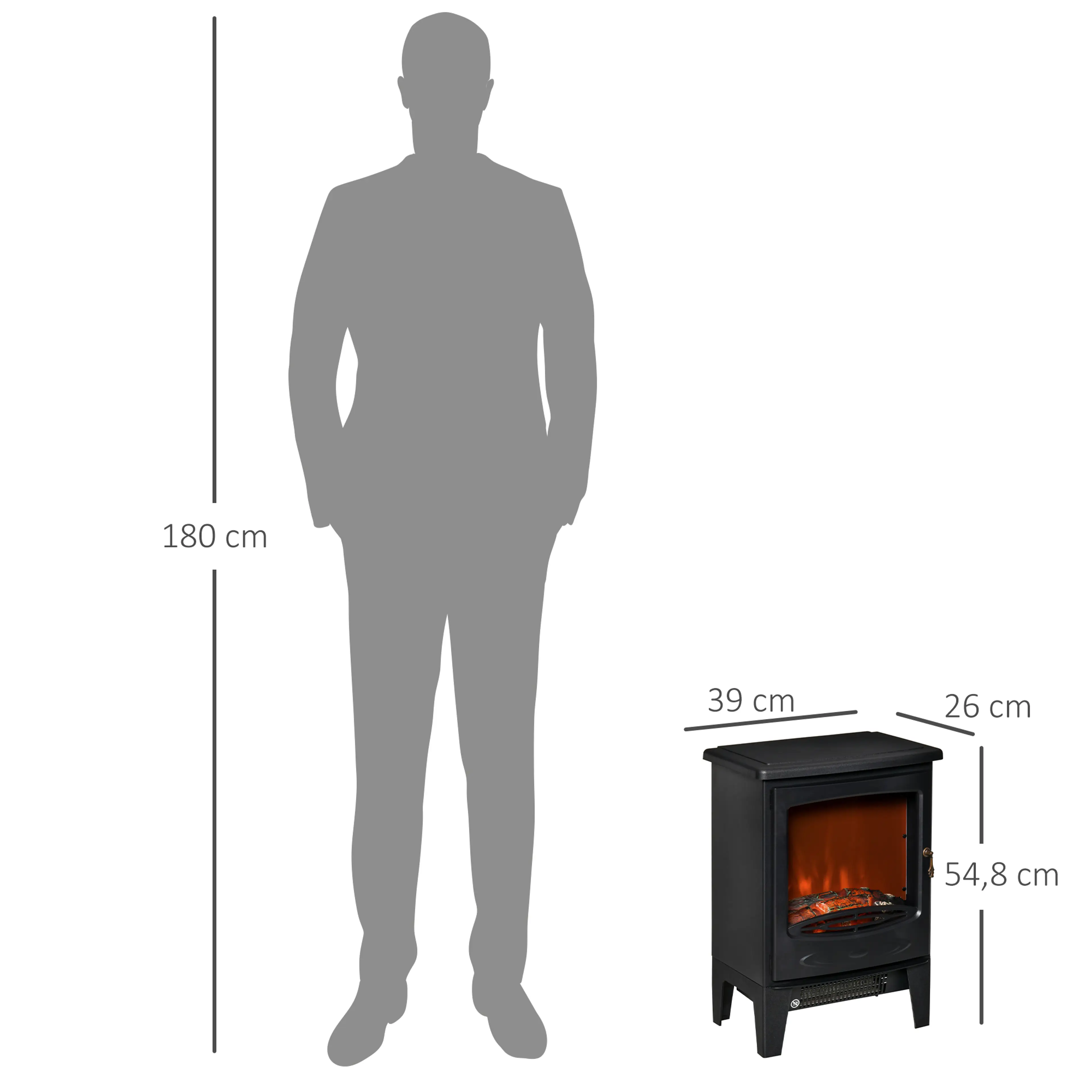 Storleksjämförelse mot en person på 180 cm