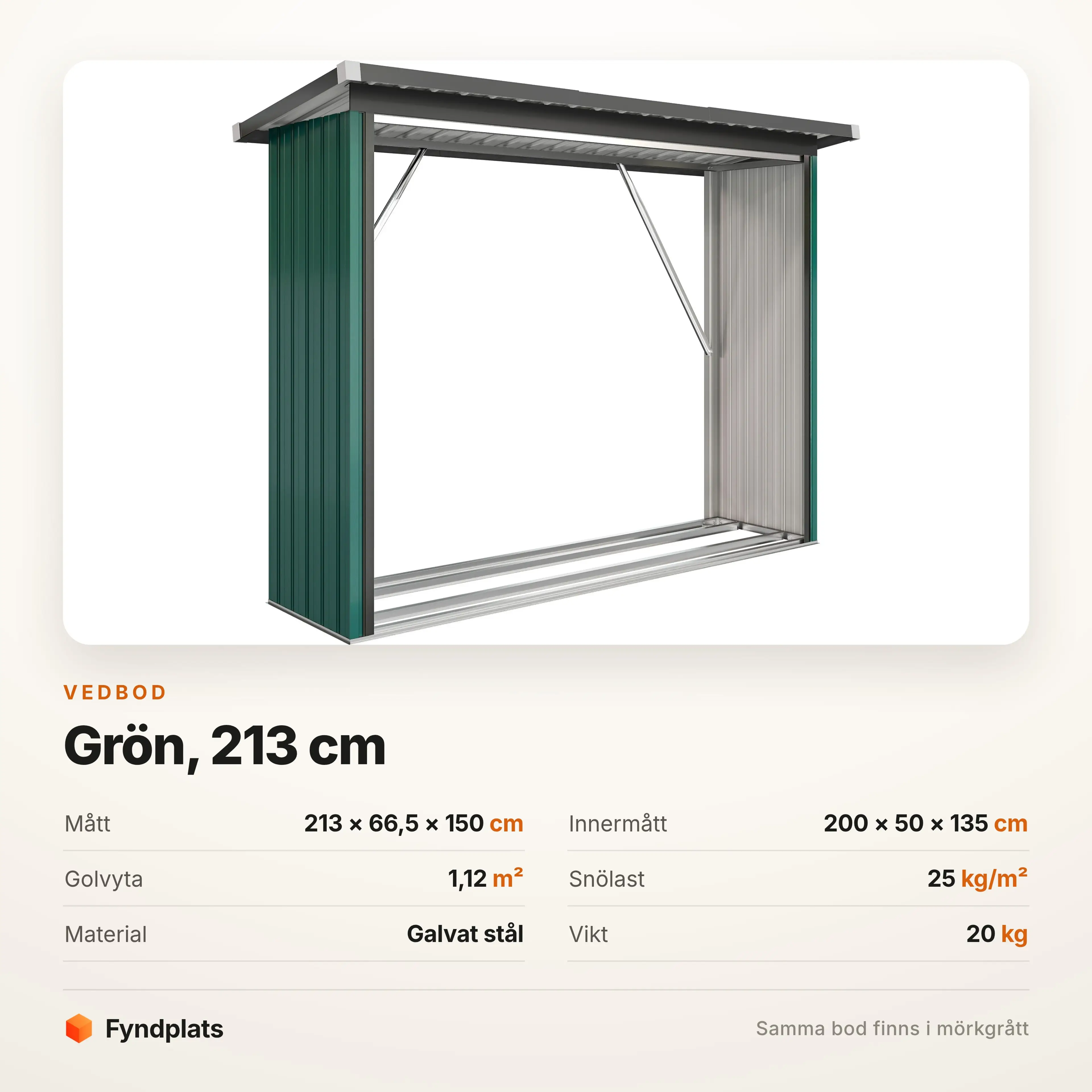 Specifikation: 213 × 66,5 × 150 cm, 1,12 m² golvyta