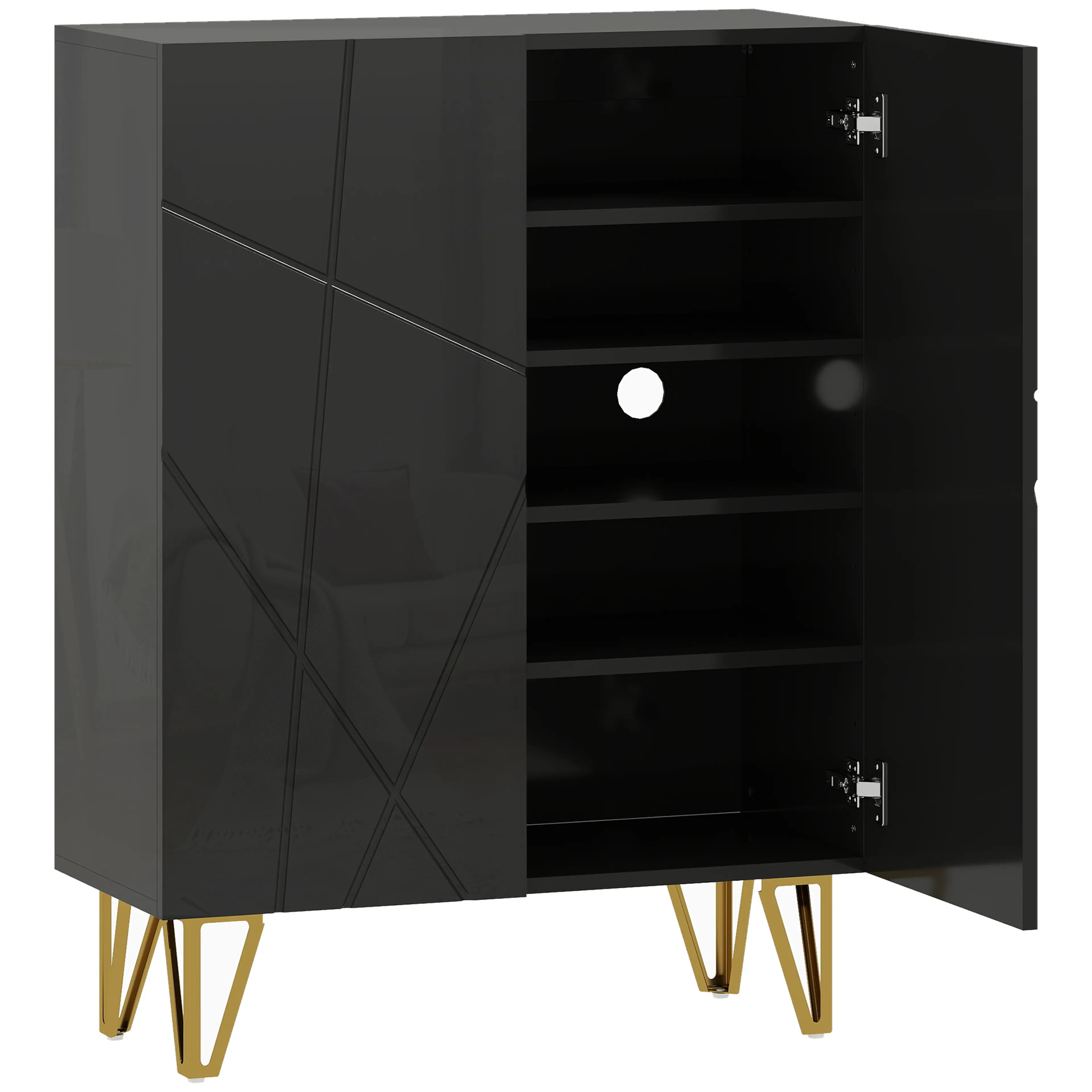 Skoskåp 72 cm i svart högglans – 15–20 par