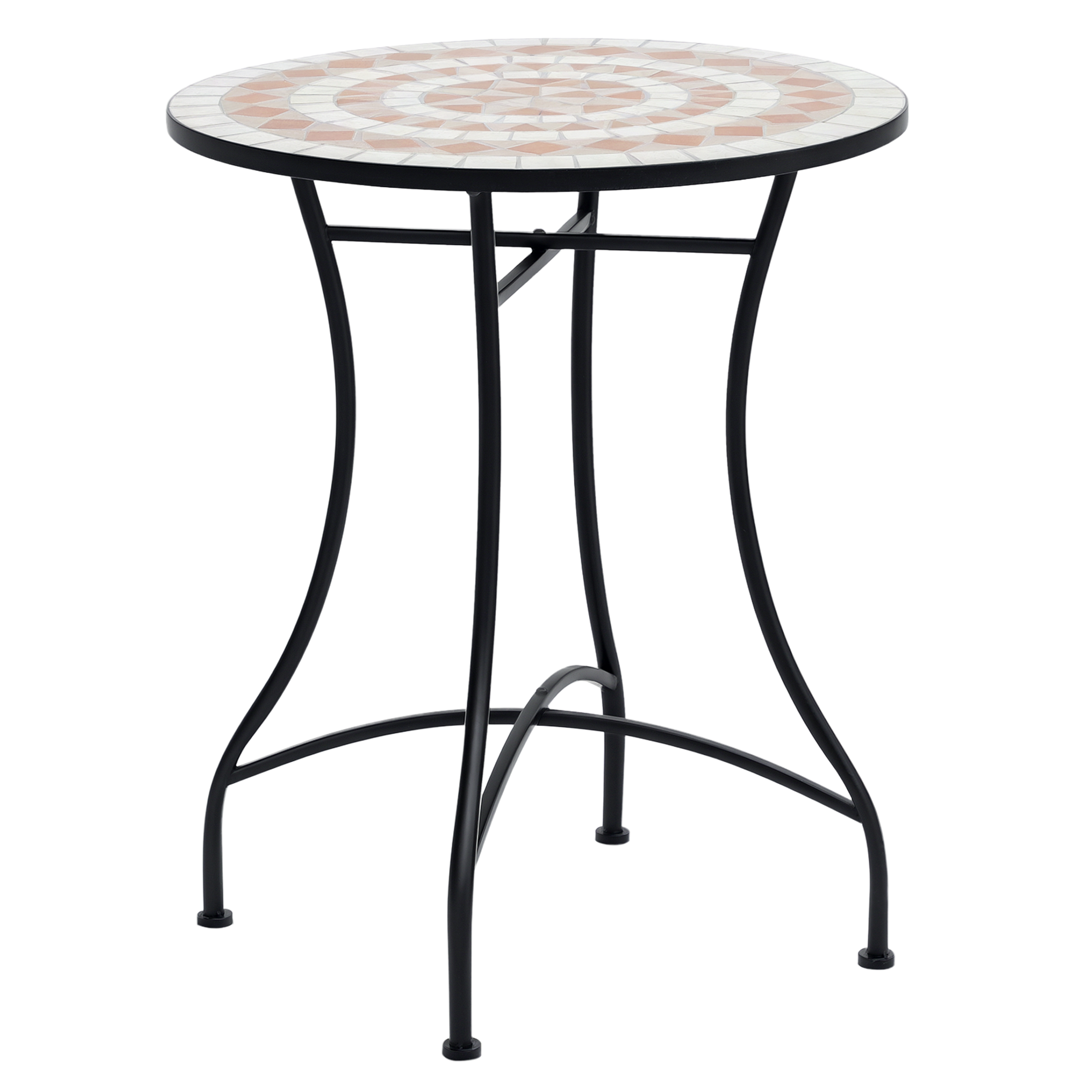 Runt trädgårdsbord Ø60 cm – cafébord med mosaikskiva i keramik, svart