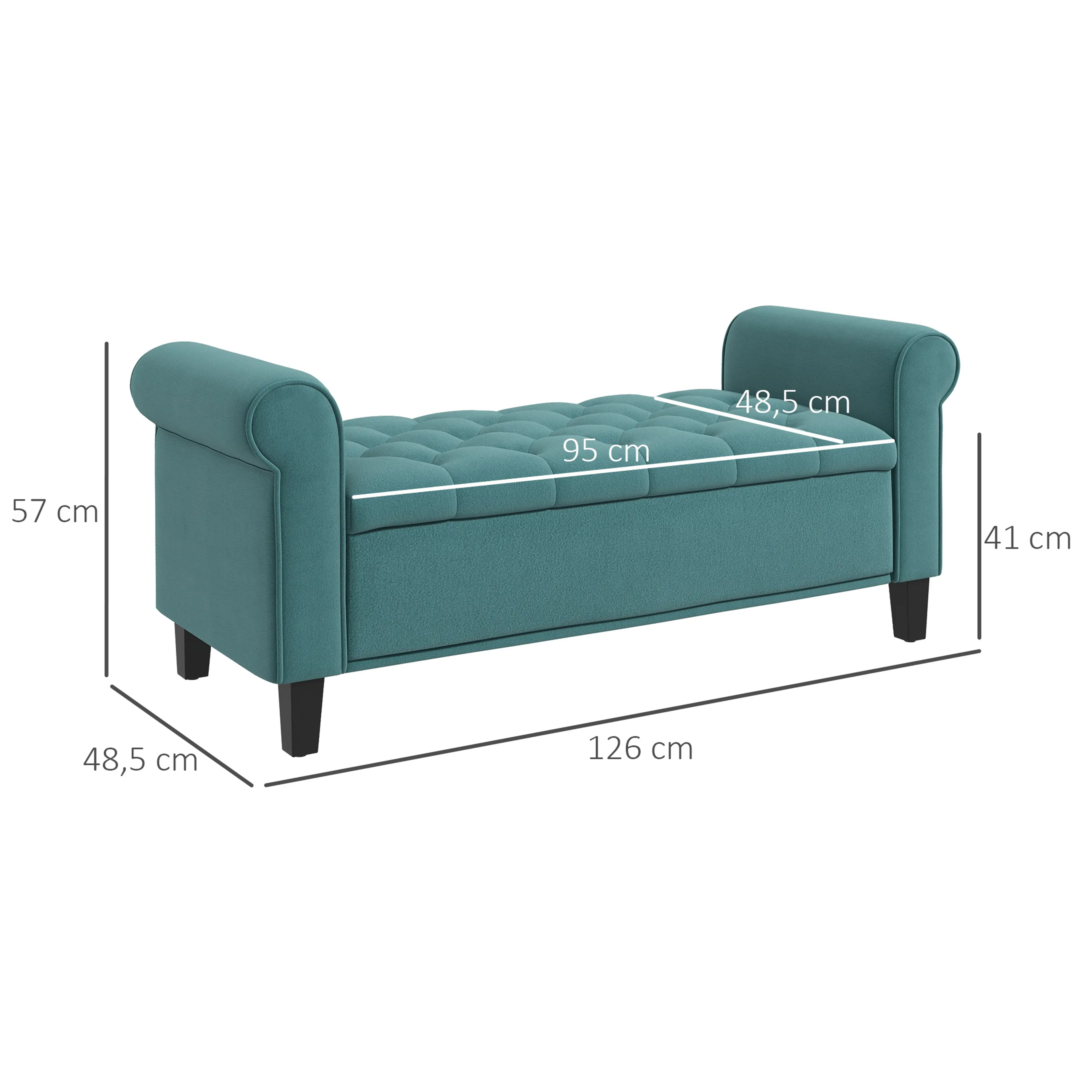 Sängbänk 126 cm med förvaring, grön – bild 4