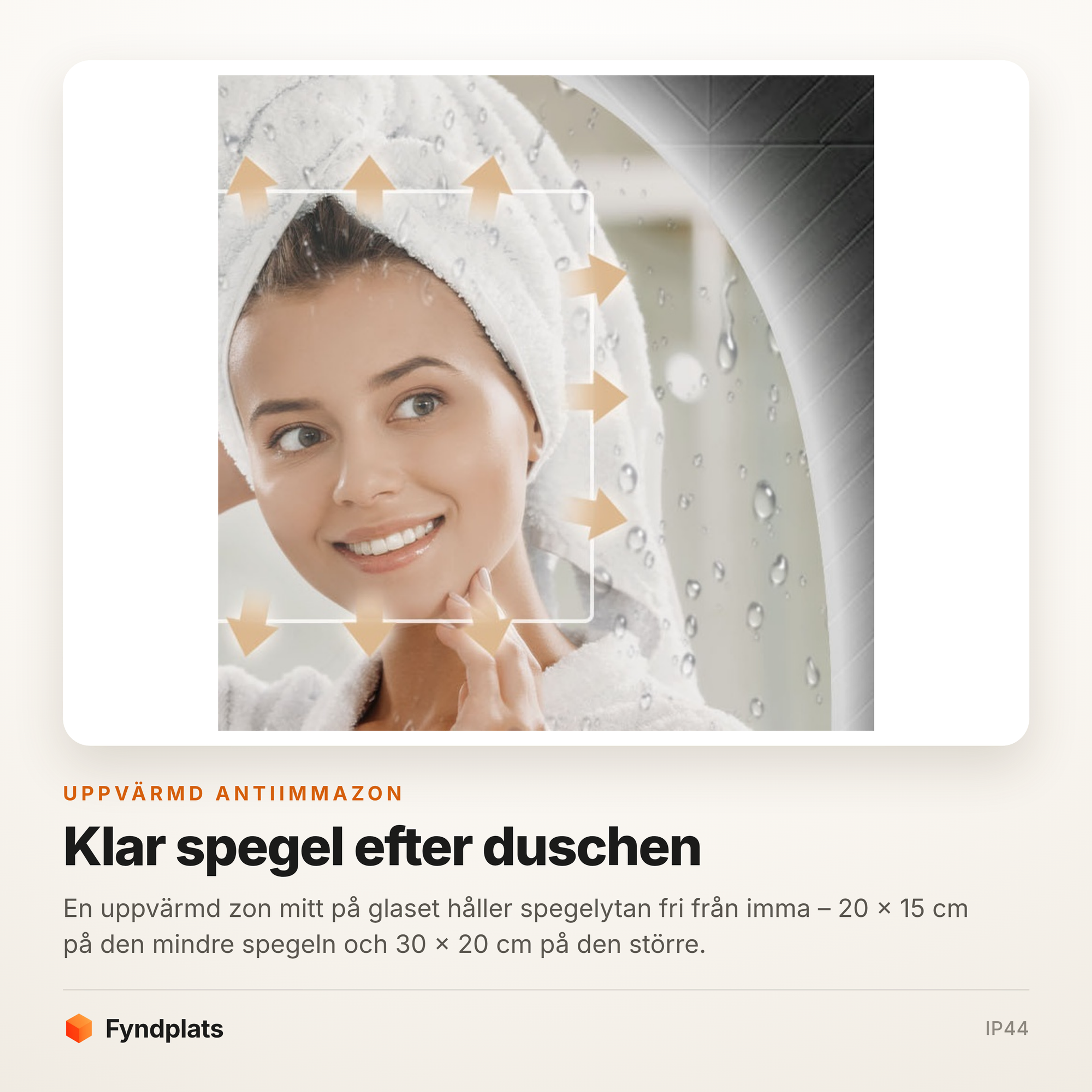 Fyndplats-kort om den uppvärmda antiimmazonen som håller spegelytan klar efter duschen