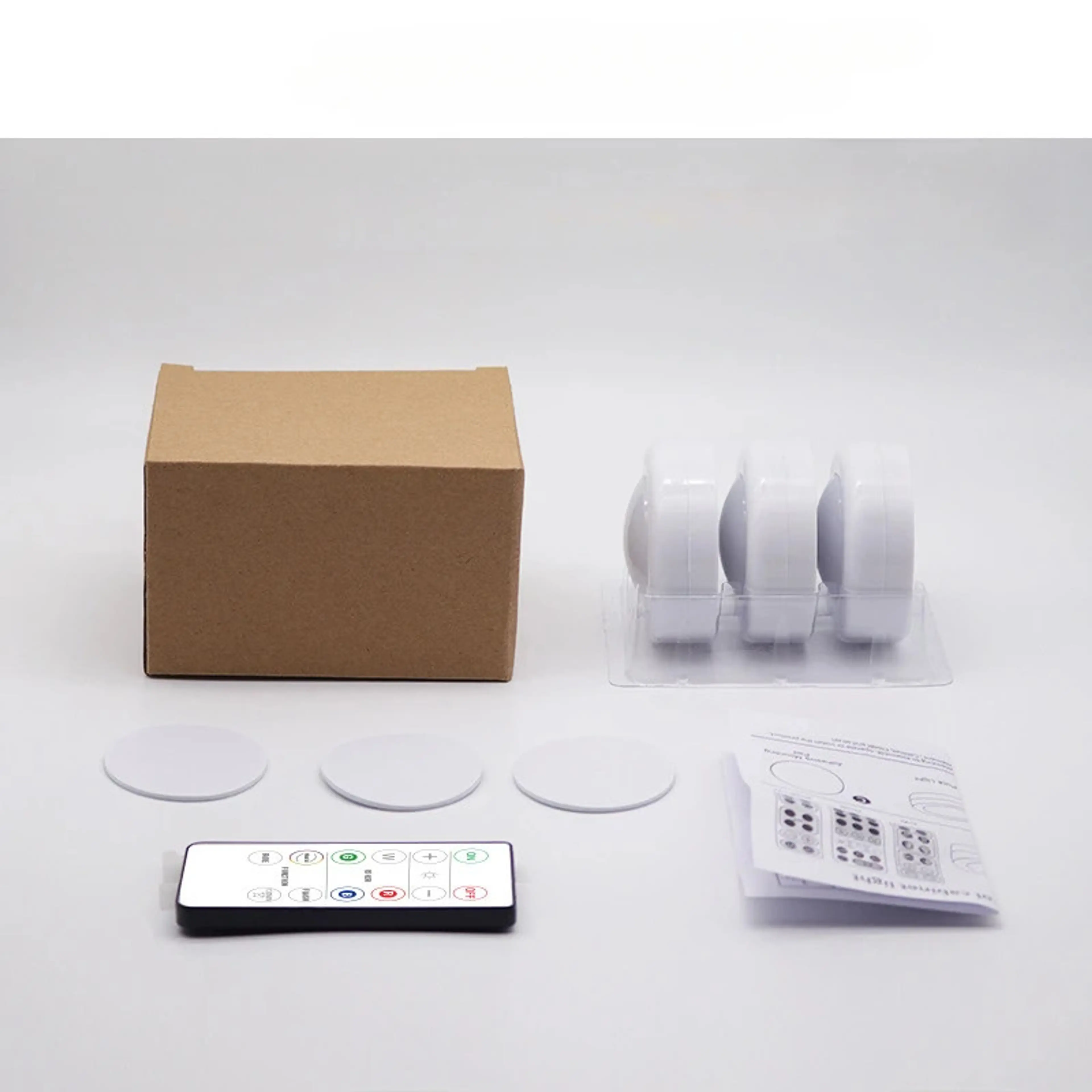 6st RGB LED Pucklampor med fjärrkontroll – 16 färger & dimmer