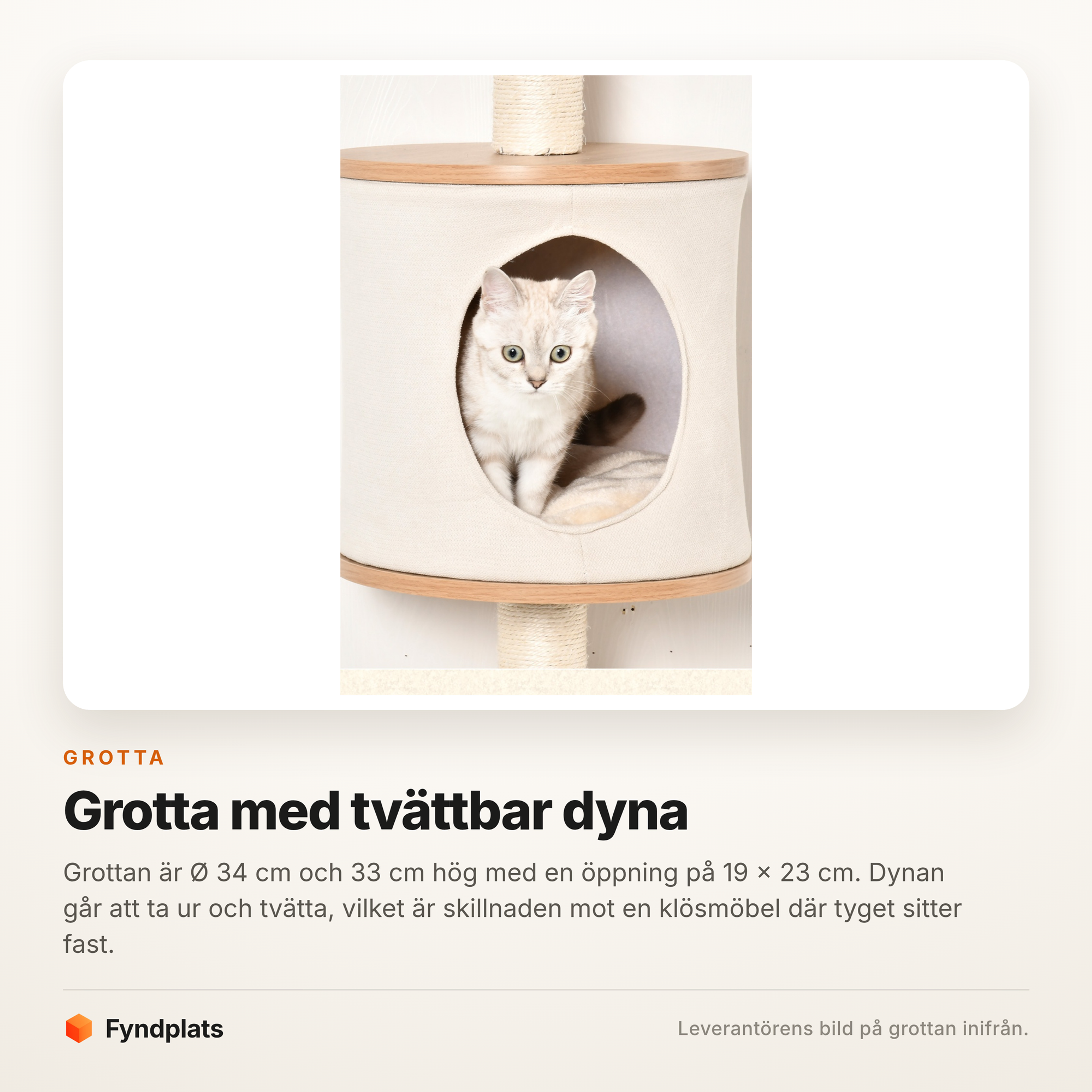 Katt som sitter i den slutna grottan med tvättbar dyna