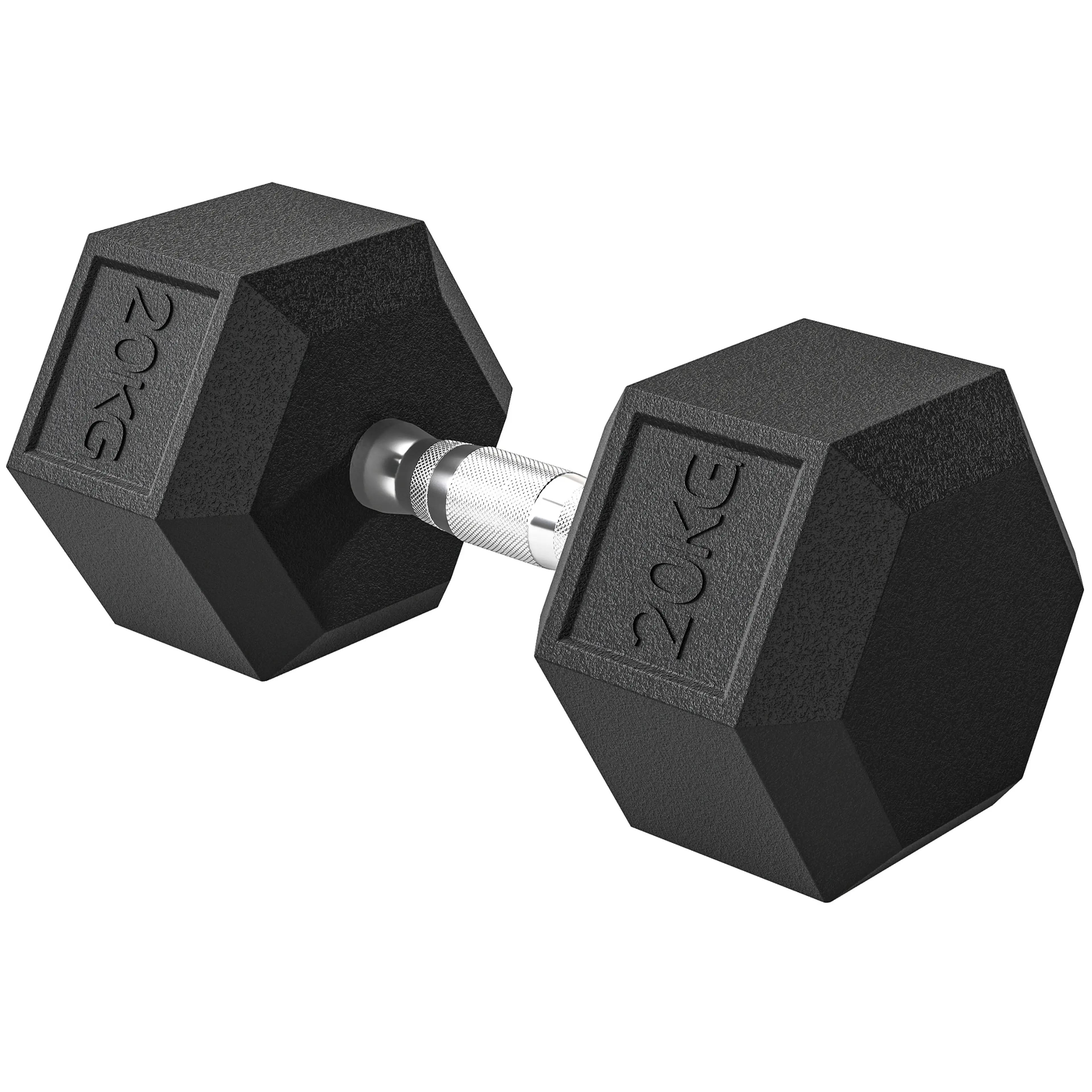 Hantel 20 kg, sexkantig med gummiklädsel