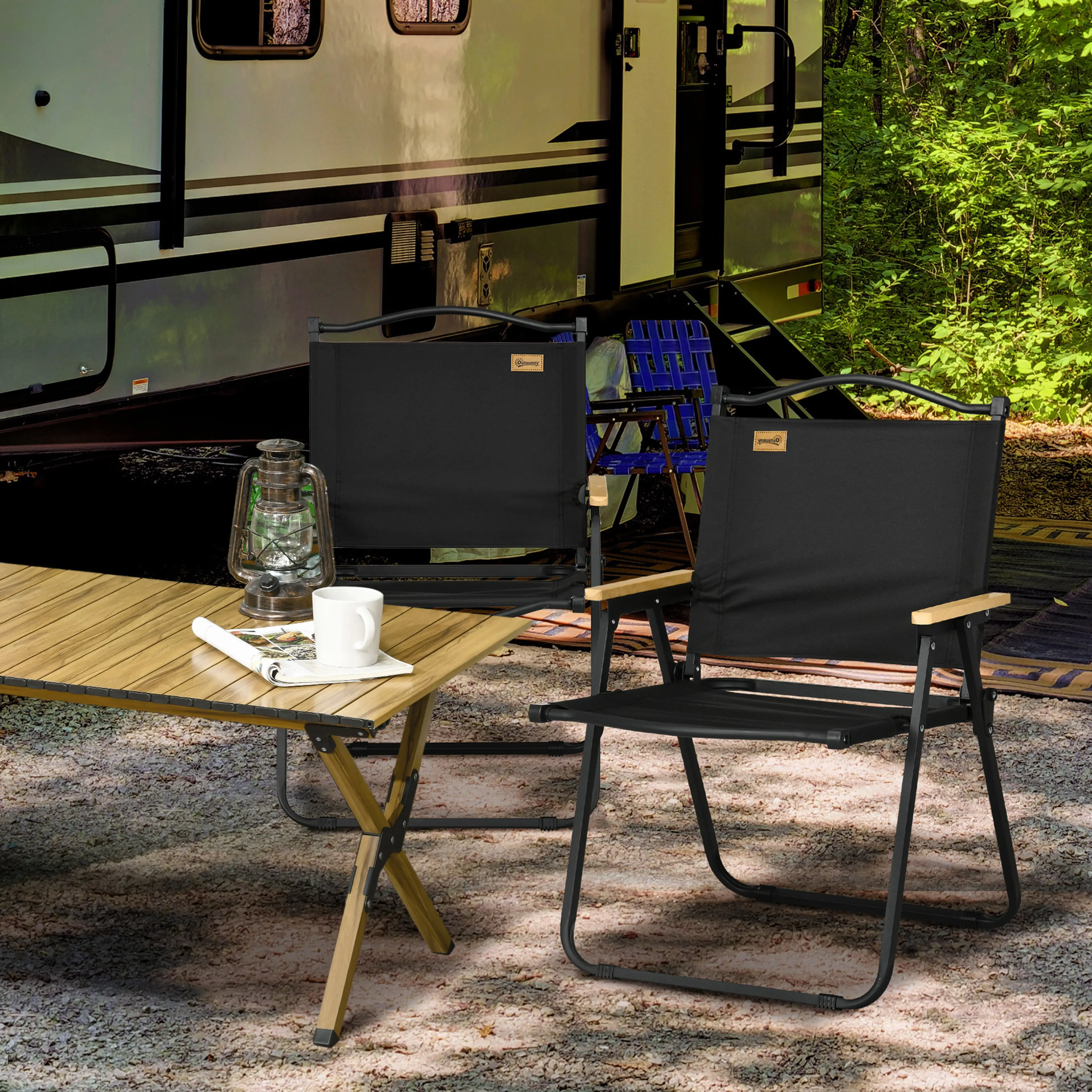 Campingstol hopfällbar med armstöd – 2-pack, max 130 kg