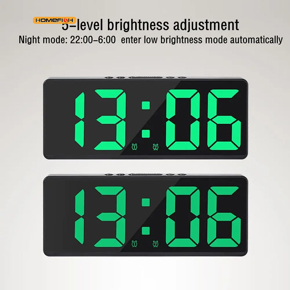 Miniatyrbild: Digital LED-väckarklocka – bordsklocka med nattljus, temperatur & kalender