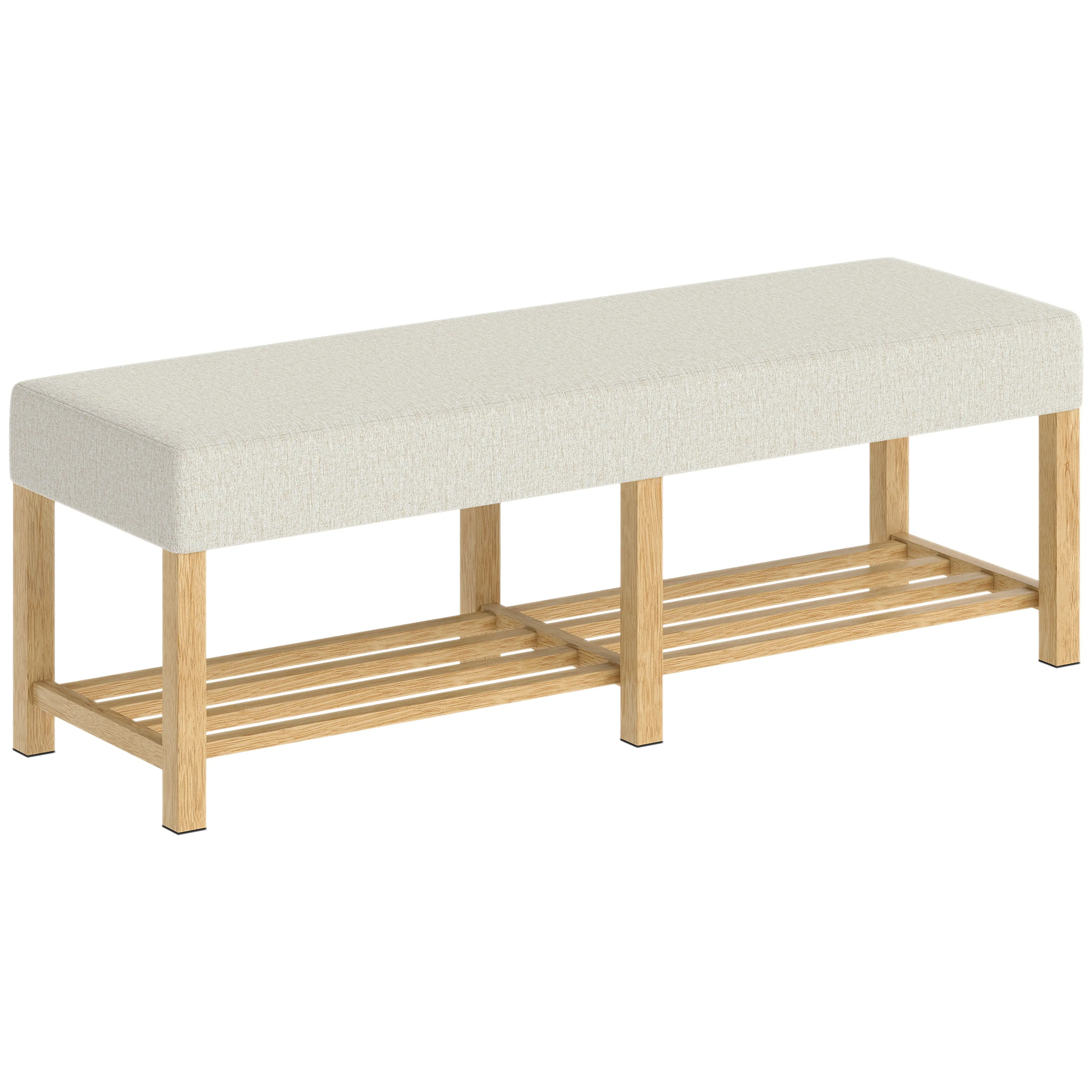 Skobänk 140 cm i massivträ med dyna