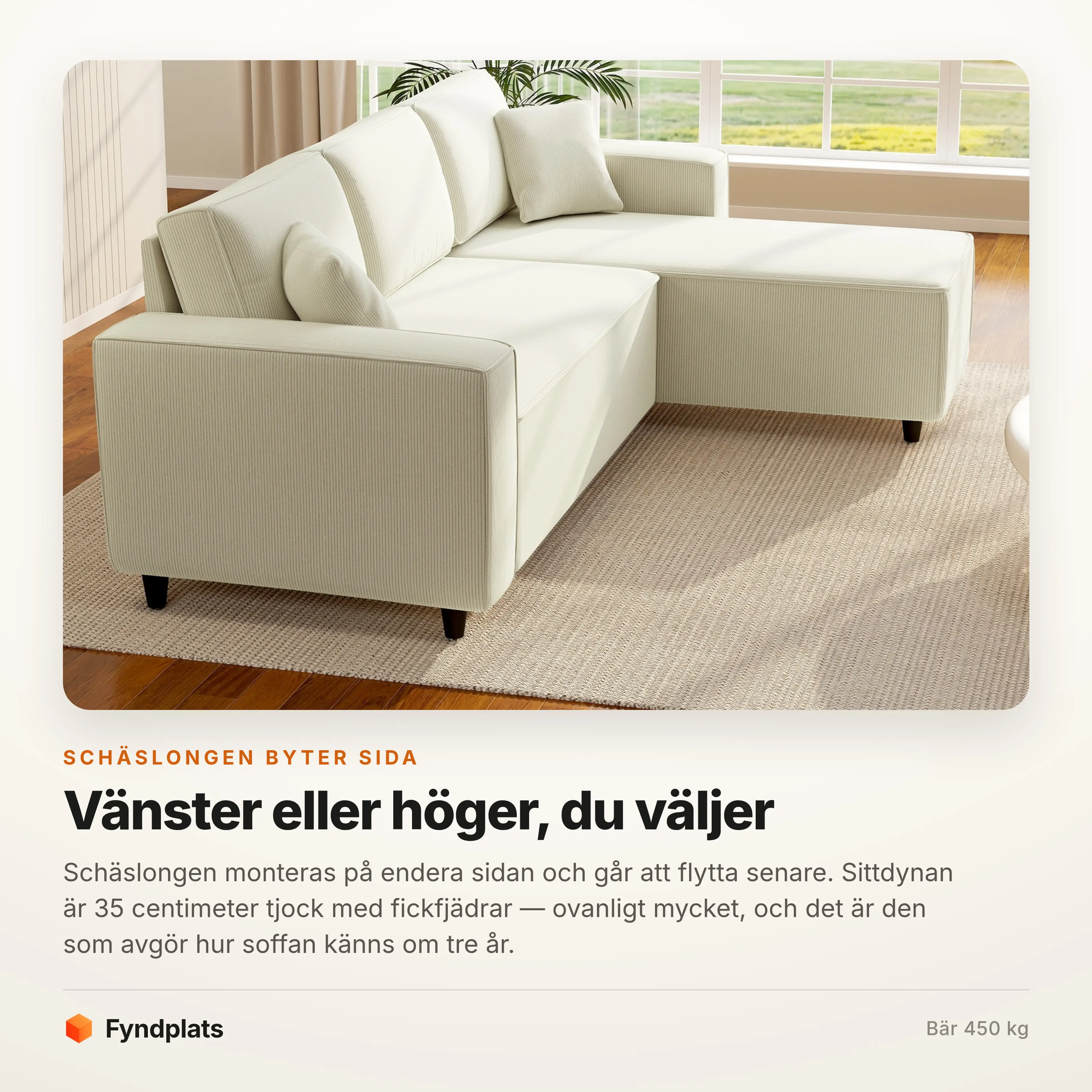 Schäslongen monterad på vänster sida