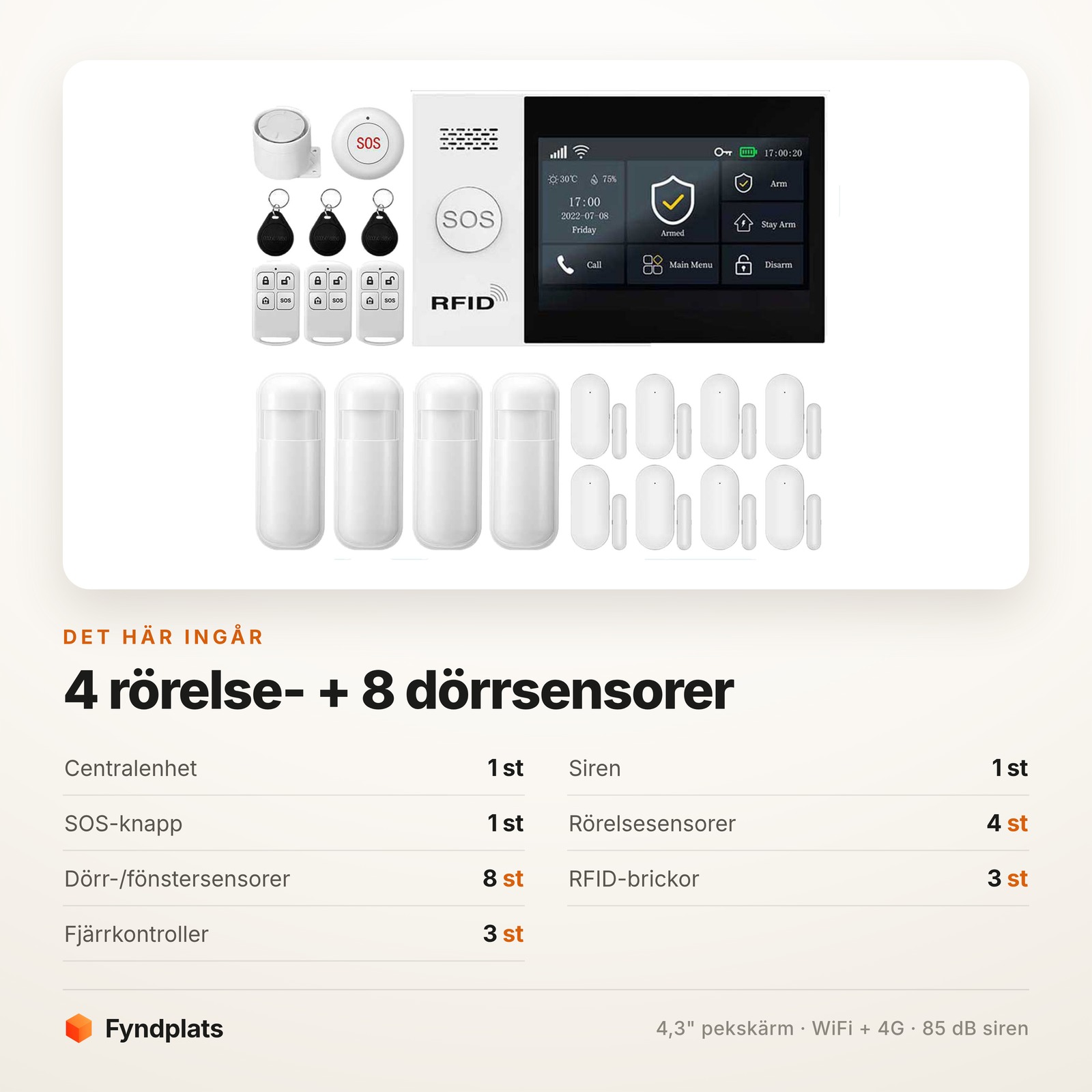 PGST trådlöst hemlarm – smart larmsystem med WiFi, 4G & app