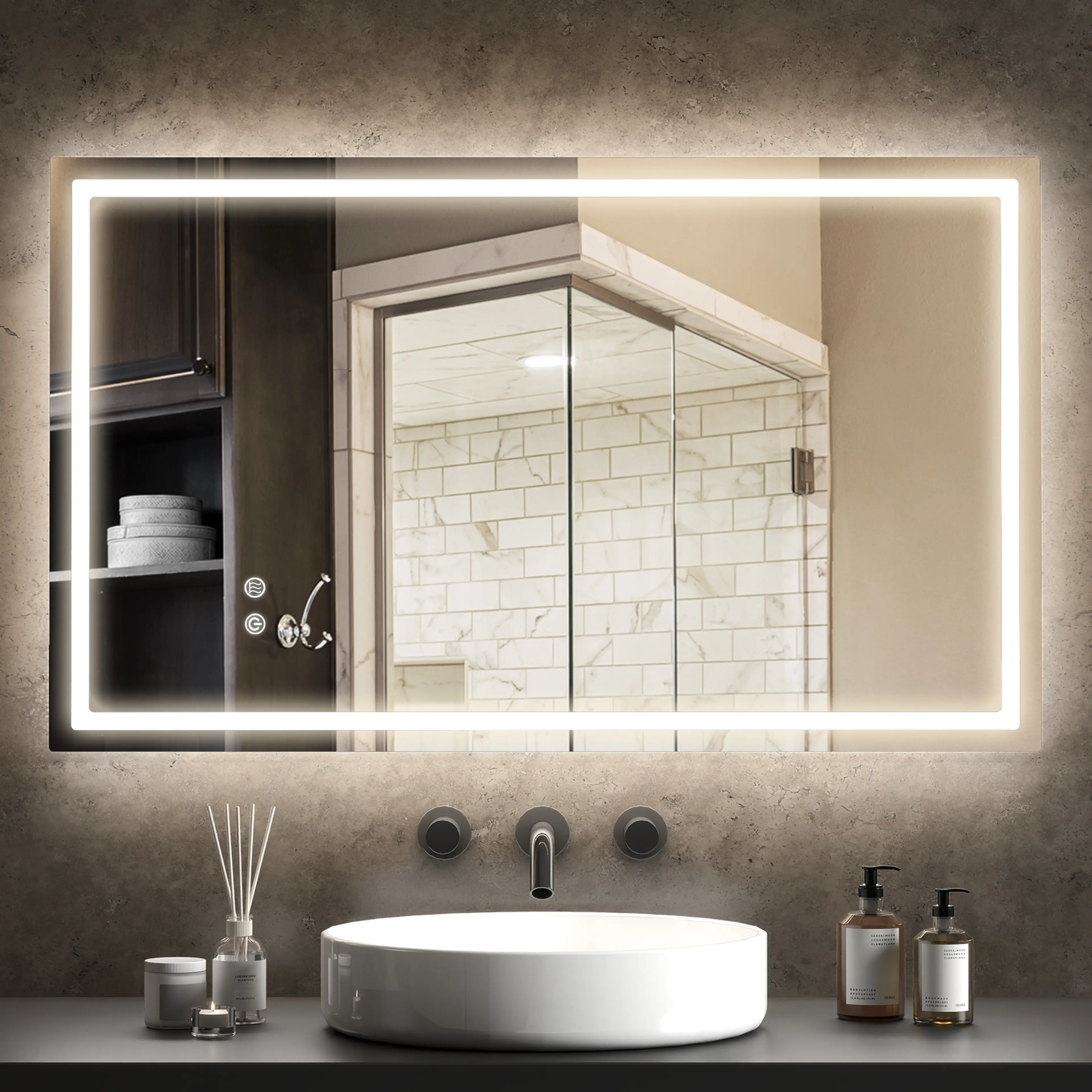 Badrumsspegel LED 100 × 60 cm, dimbar – bild 2