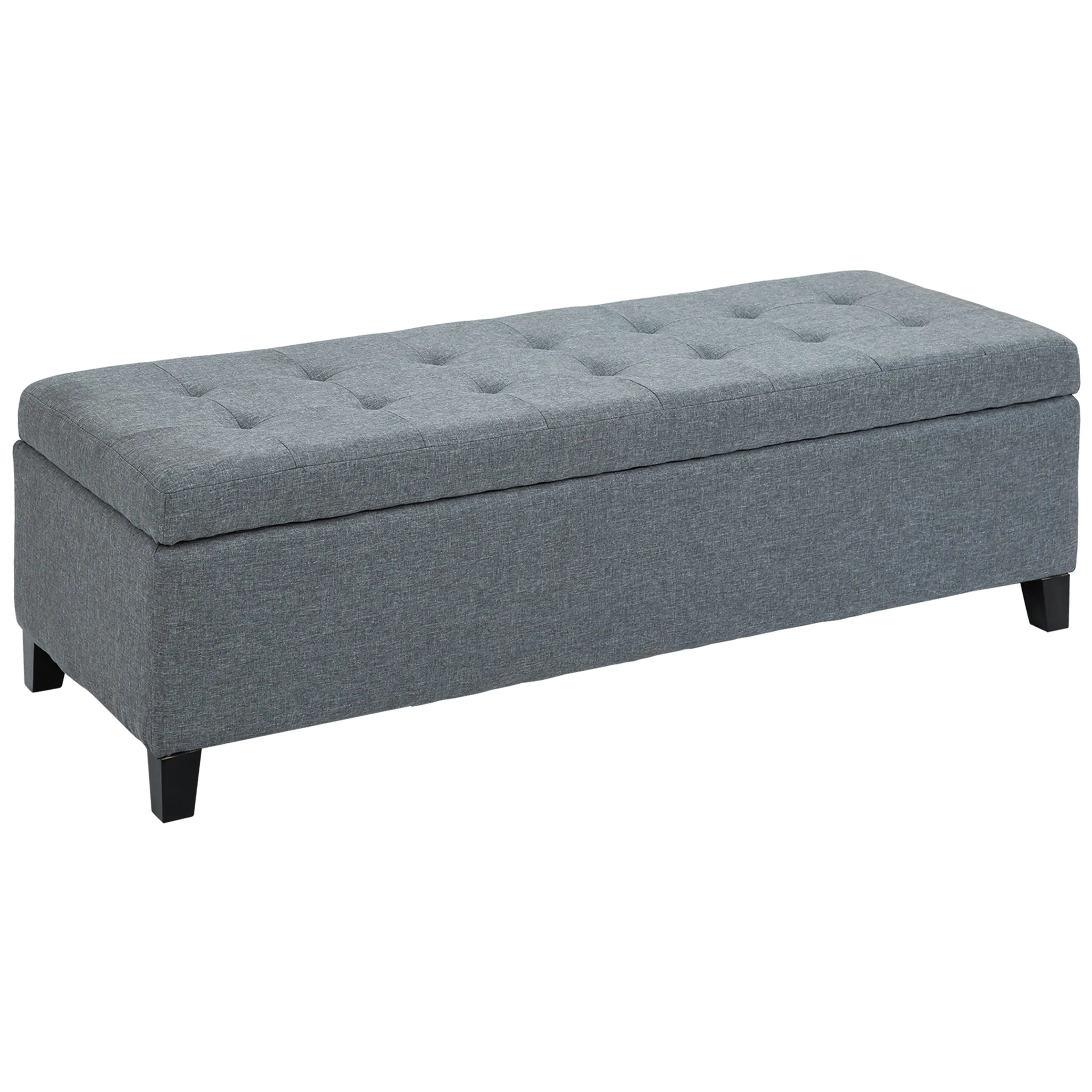 Ottomanbänk 125 cm med förvaring, grå