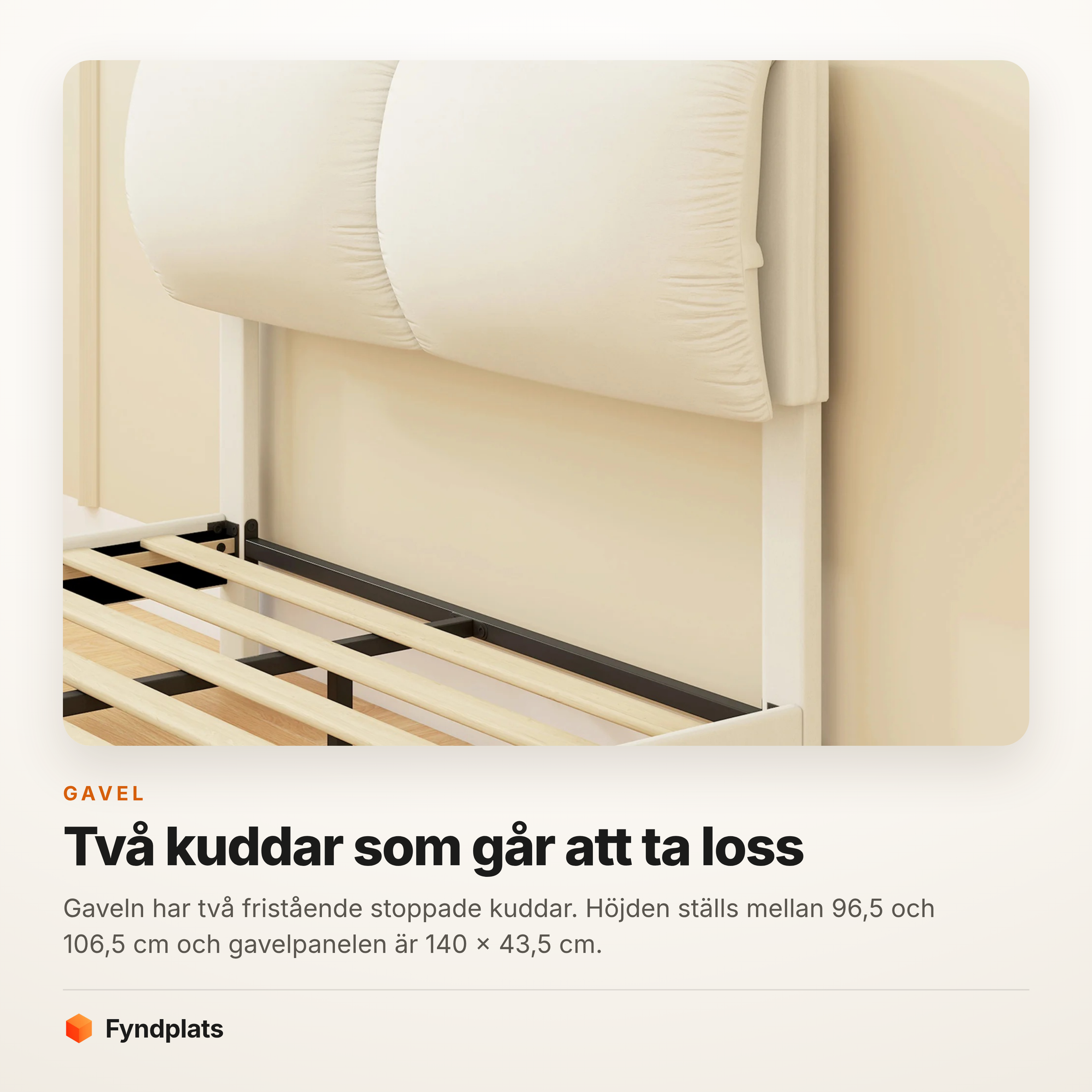 Kort: gavel med två löstagbara kuddar