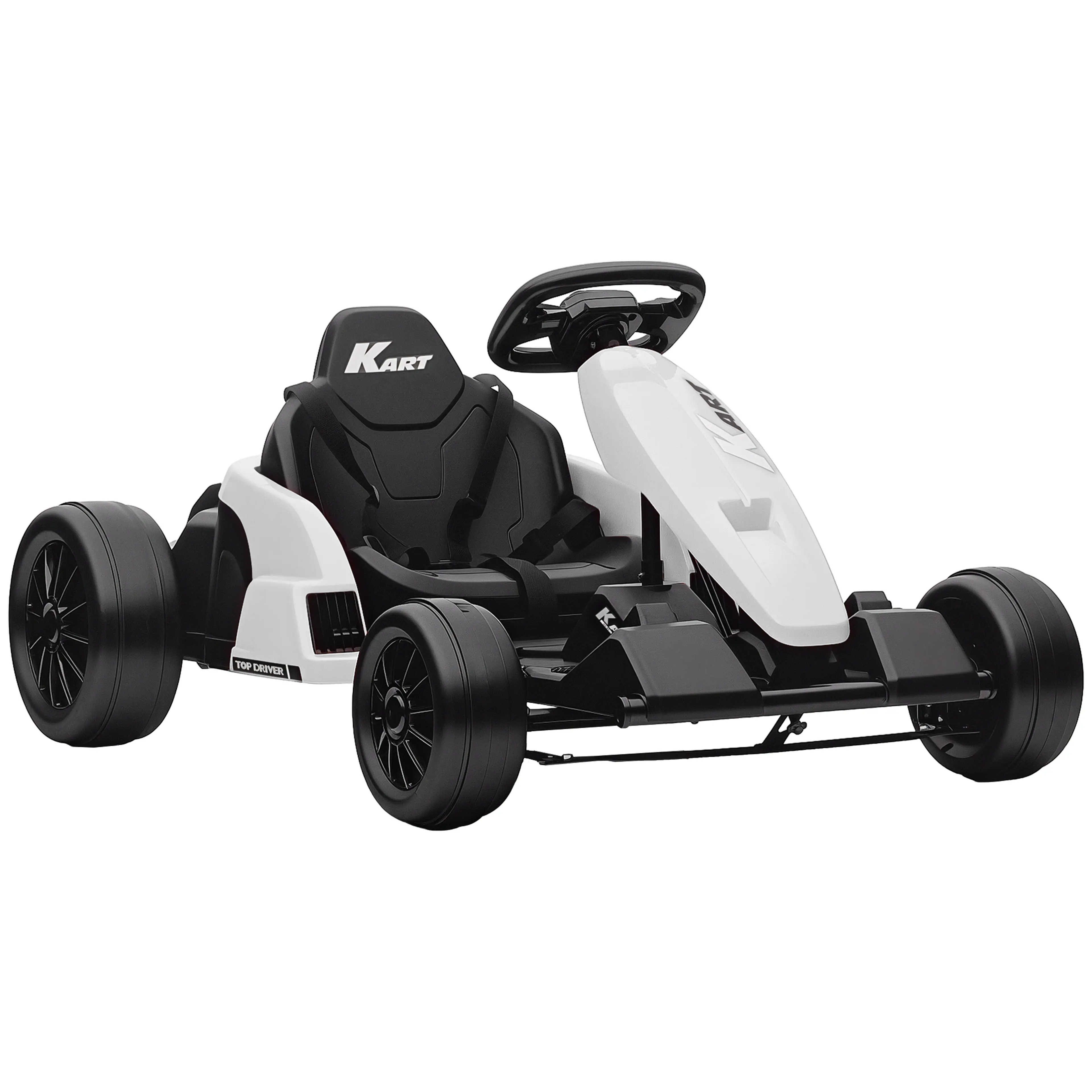 Elgokart för barn 24 V med bakhjulsdrift – vit, 6–18 km/h, 60 minuter, 6–12 år