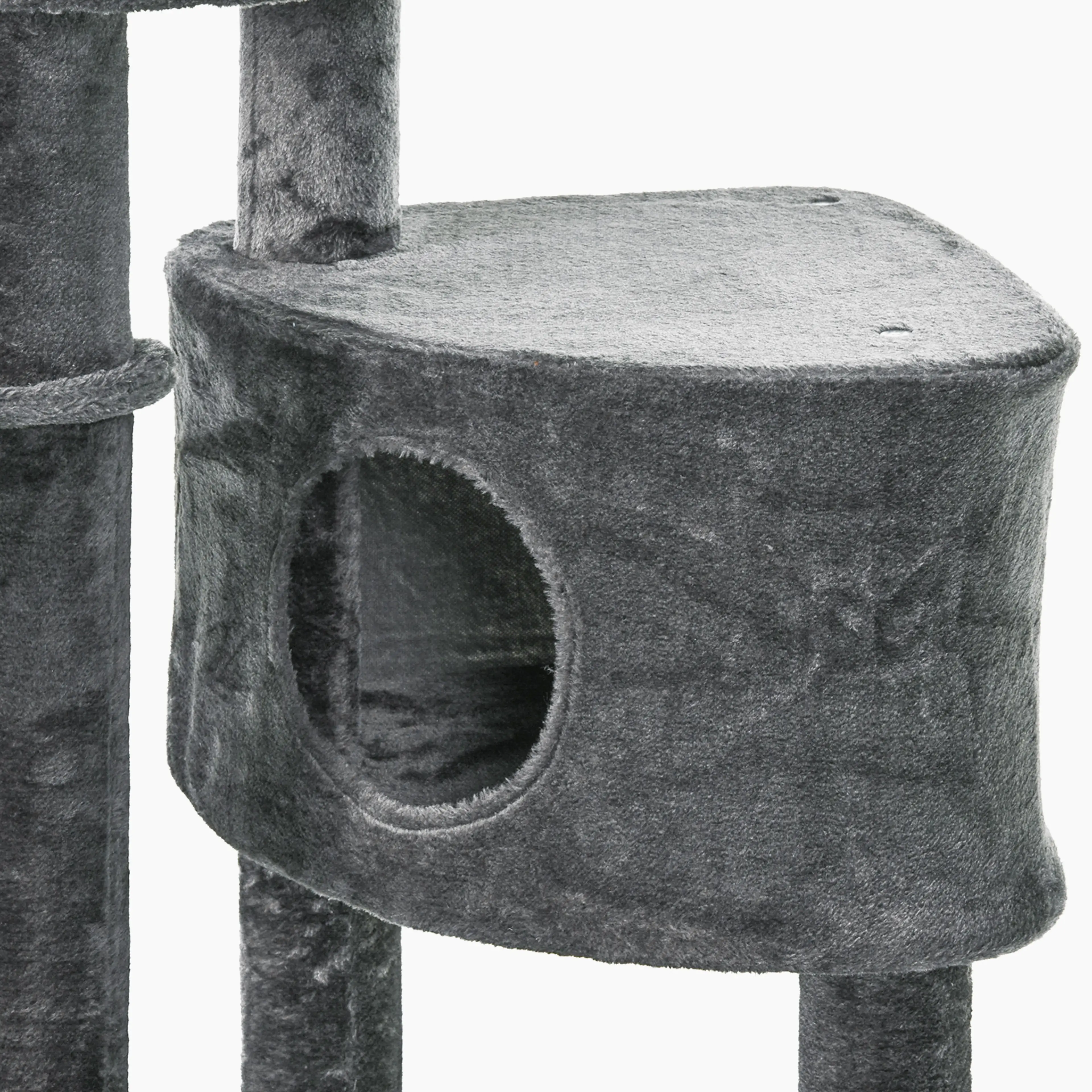 Närbild på den slutna kattboxen med rund ingång