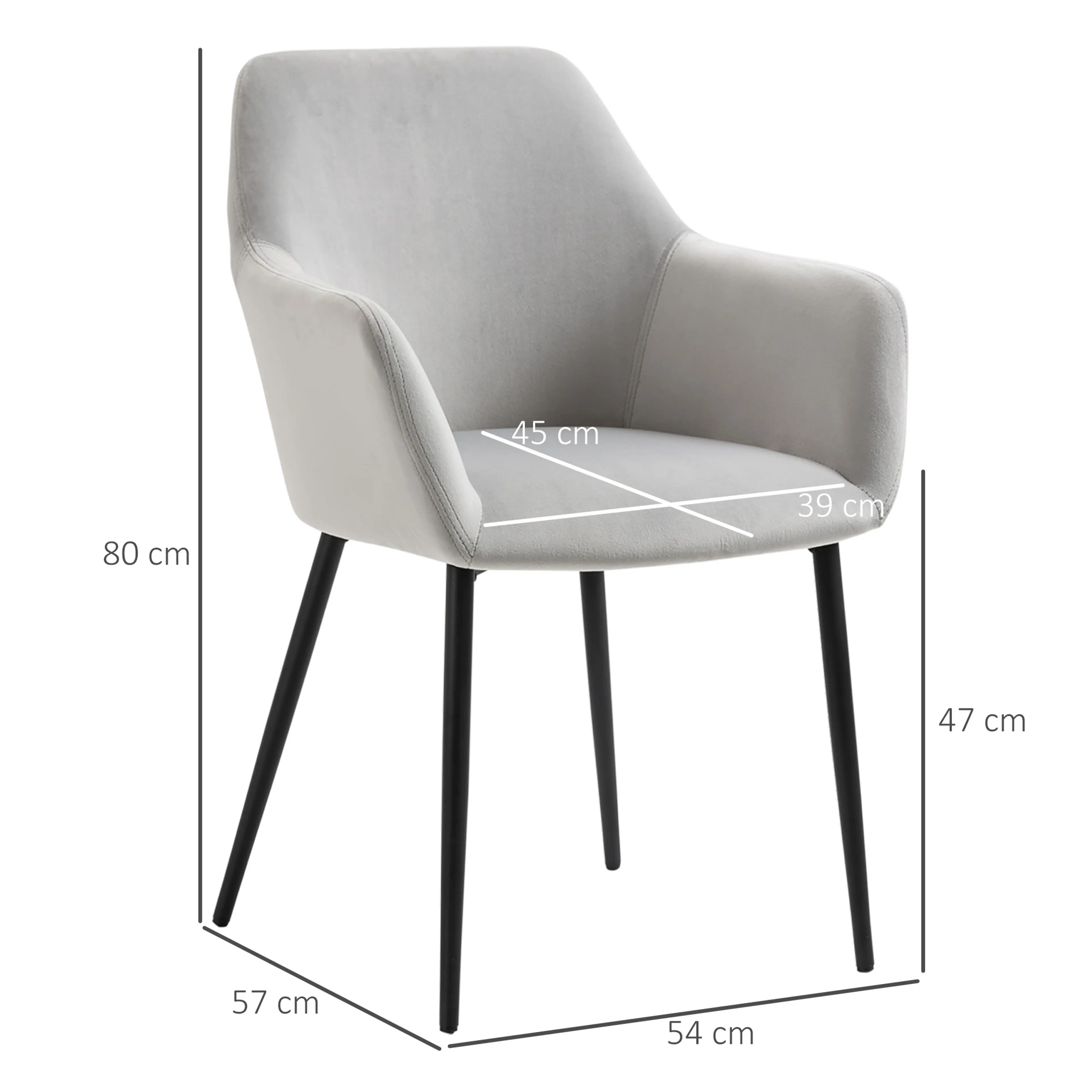 Matstolar 2-pack med stålben, ljusgrå – bild 4